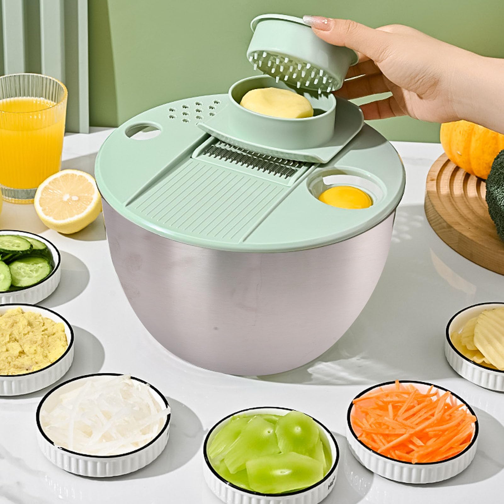 Deshidratador De Ensalada De Verduras Multifuncional Herramienta De Cocina Función De Deshidratación Con Cortadora De Pepino, Patata Y Zanahoria Para La Preparación De Alimentos