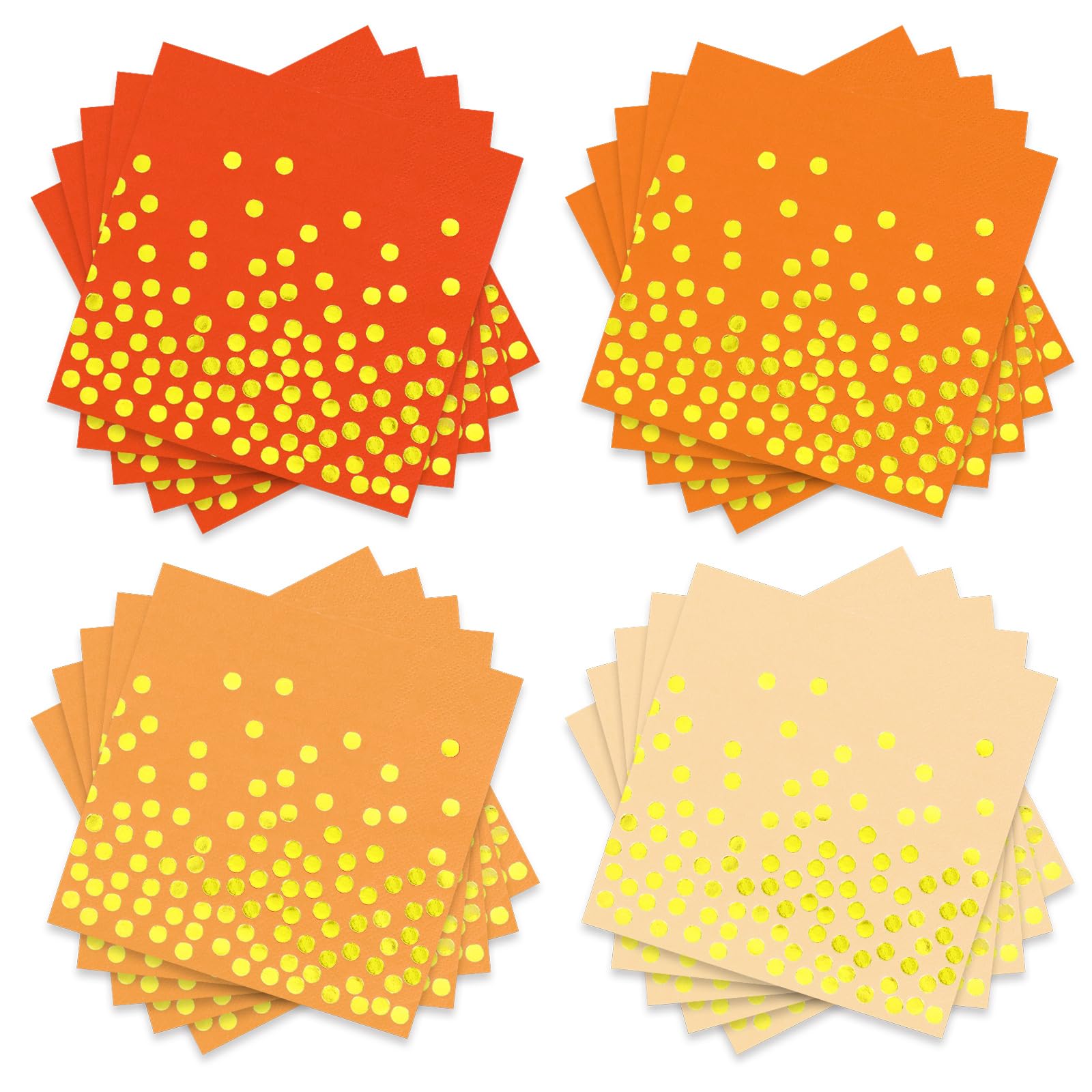 Whaline 100Pcs Orange Cocktail Napkins 3ply Paper Napkin with Gold Foil Dots Fall Colors Beverage Napkin for Little Cutie Baby Shower Autumn Harvest