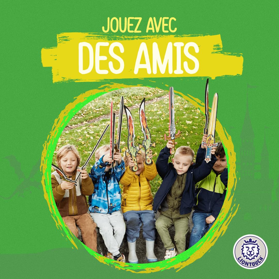 Liontouch - Ensemble de 5 Épées | Jouets de pour Enfants 3ans + - Dragon Fantastique, Roi Lion, Prince, Pirate Crâne & Viking Nordique | Armes Sûres & Armure de Bataille