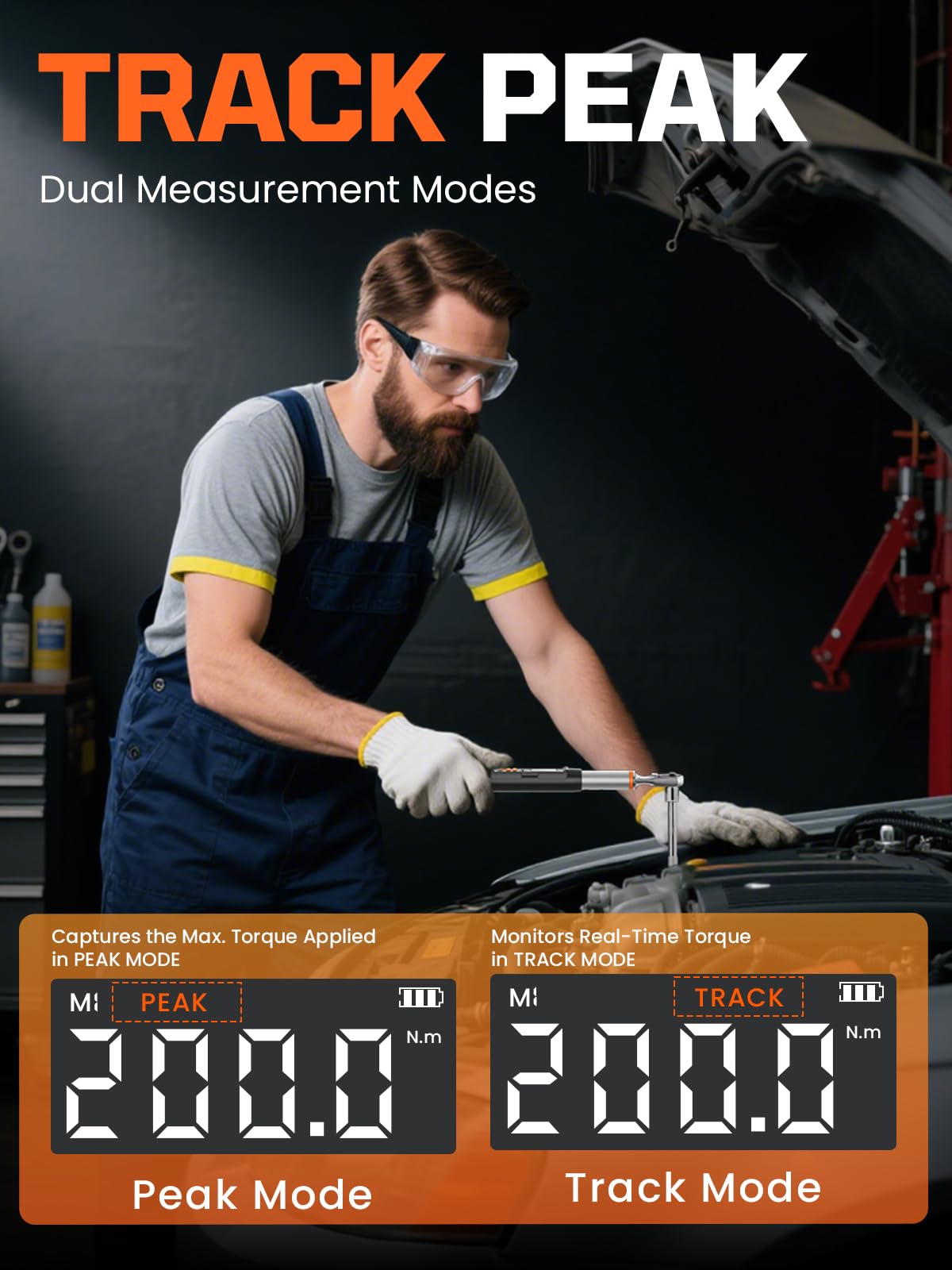 Chiave dinamometrica digitale – Chiave dinamometrica elettronica ad alta precisione con gamma 7-150 ft.lb/10-200N.m, Precisione ±2%, Testa a cricchetto 1/2