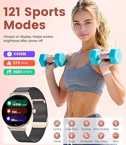 Miniatura 3 de LIGE Relojes inteligentes para mujer con respuestahacer llamadas, reloj inteligente HD AMOLED de 1,43 pulgadas con más de 120 rastreadores de
