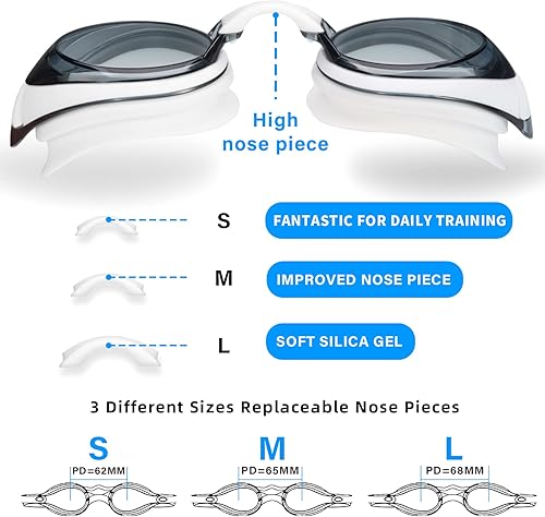 Miniatura 2 de Gafas de natación miopes, anti niebla, protección UV, aptas para adultos, hombres, mujeres y jóvenes, sin fugas, lentes planos tintados