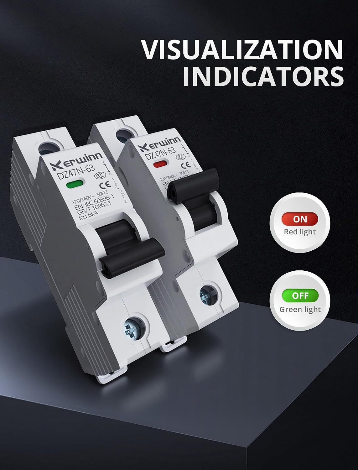 3PCS Miniature Circuit Breaker 1 Pole 20A (MCB),120V/240V 50/60Hz AC DIN Rail Mount Breaker, Compatible with Grid-Tied Solar Systems, RV & Home Circuits(20A)