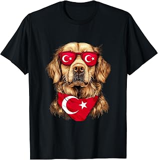 Turkish Flag Golden Retriever Dog Heritage Turkey T-Shirt