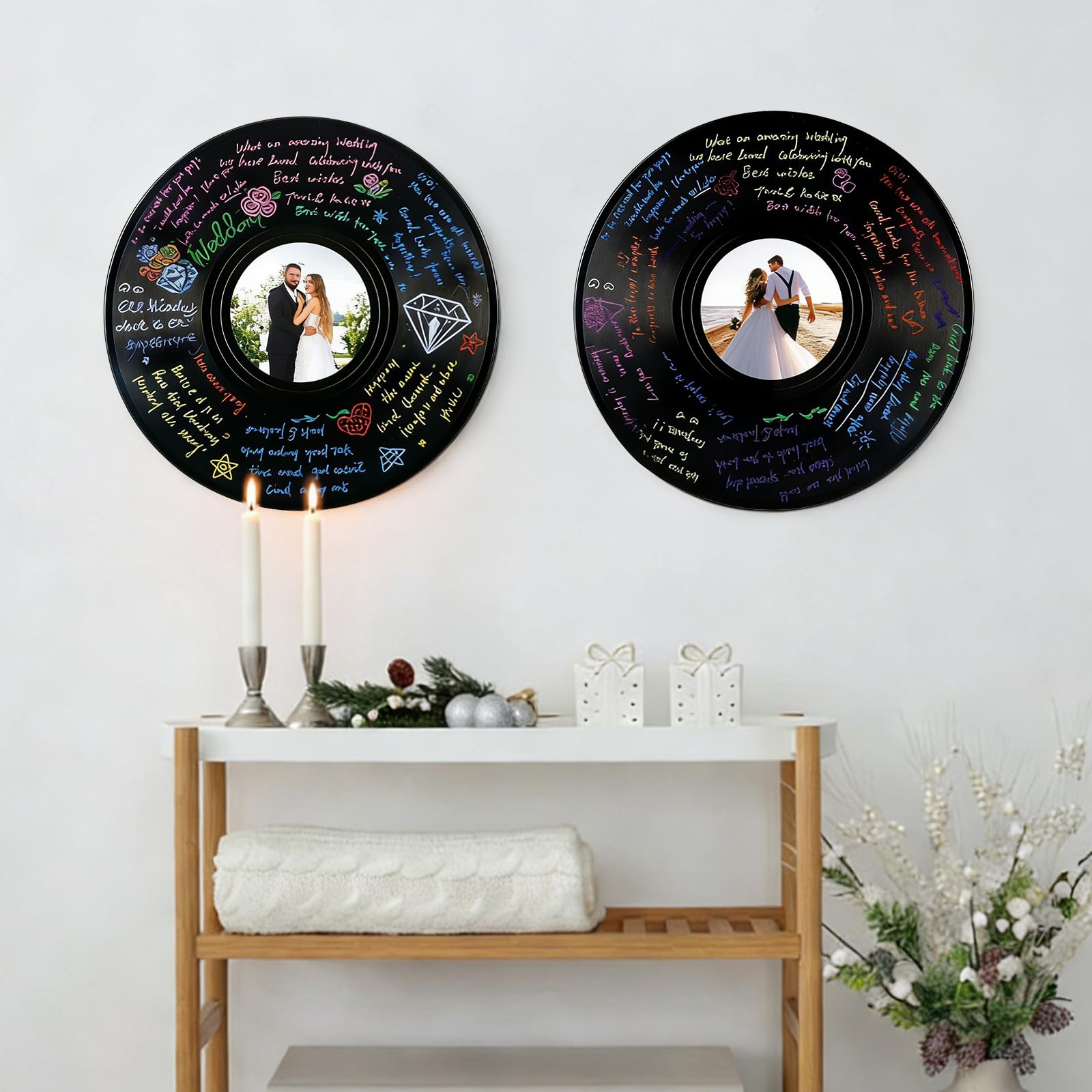 2 libri degli ospiti in vinile, alternativa al libro degli ospiti di nozze, libro degli ospiti personalizzato, con penna e supporto per matrimonio, compleanno, festa di baby shower