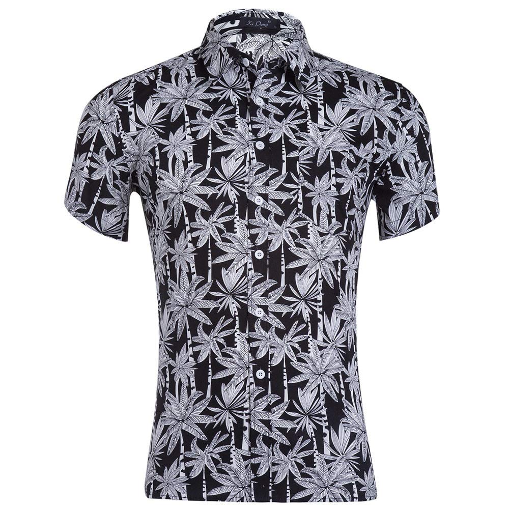 Camicia Maniche Corte Uomo, Camicie Casual Da Uomo Banana Tree Stampa Camicia Hawaiana Nera Colletto Cubano Camicia A Maniche Corte Button Down Top Camicia Da Spiaggia Da Uomo Per Uomo Summer Party