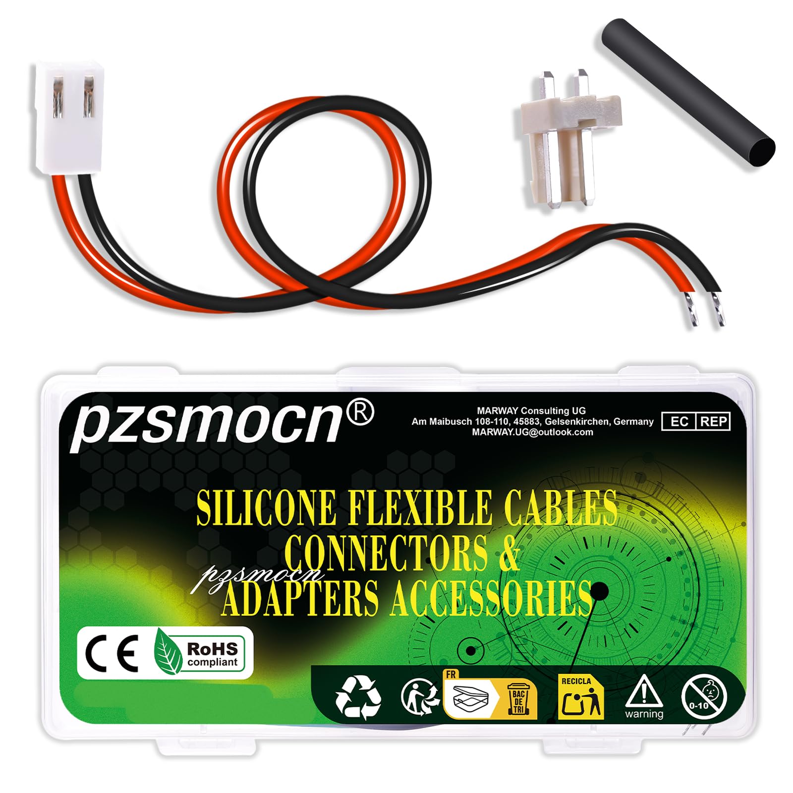 pzsmocn 20 Sets/80 Pcs JST VH 3.96mm 2 Pin 22AWG Silicone Connector Kit — image 1