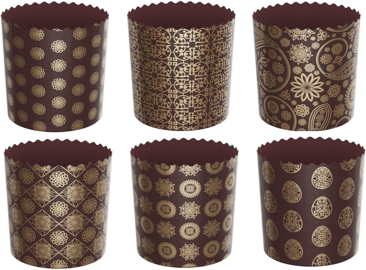 6pcs Baking Paper Molds for Easter Bread Cakes Paska Brown