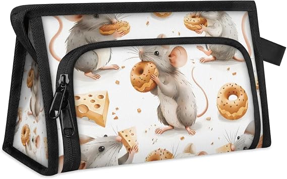 Cute Mouse Makeup Bag For Women Travel Cosmetic Bag With Handle Organizer Toiletry Bag Pouch Zipper Bag Make Up Bags With Compartments Stylish Makeup Storage Pouch