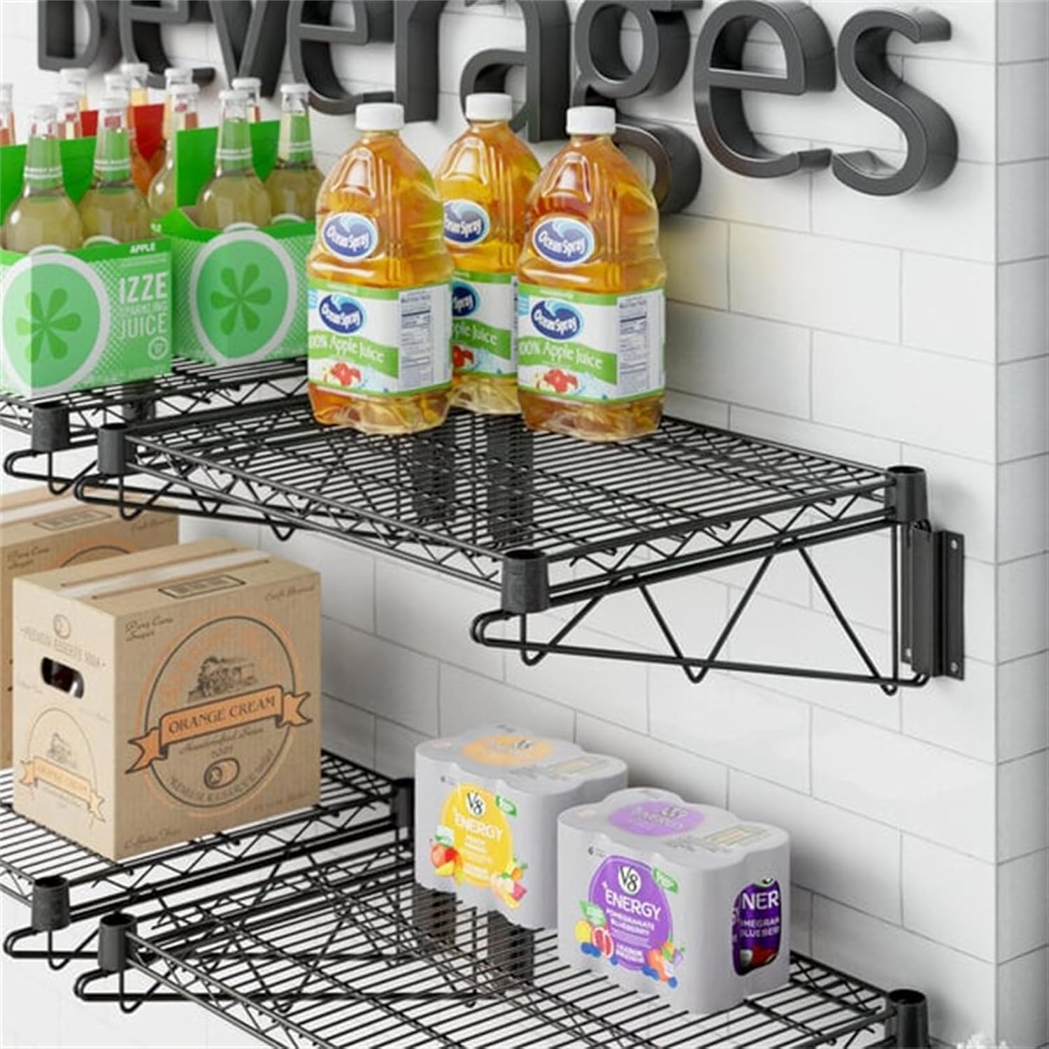 FixtureDisplays 18" Wide Black Epoxy Wire Wall Mount Shelf WS-460EB1824WSK-NPF