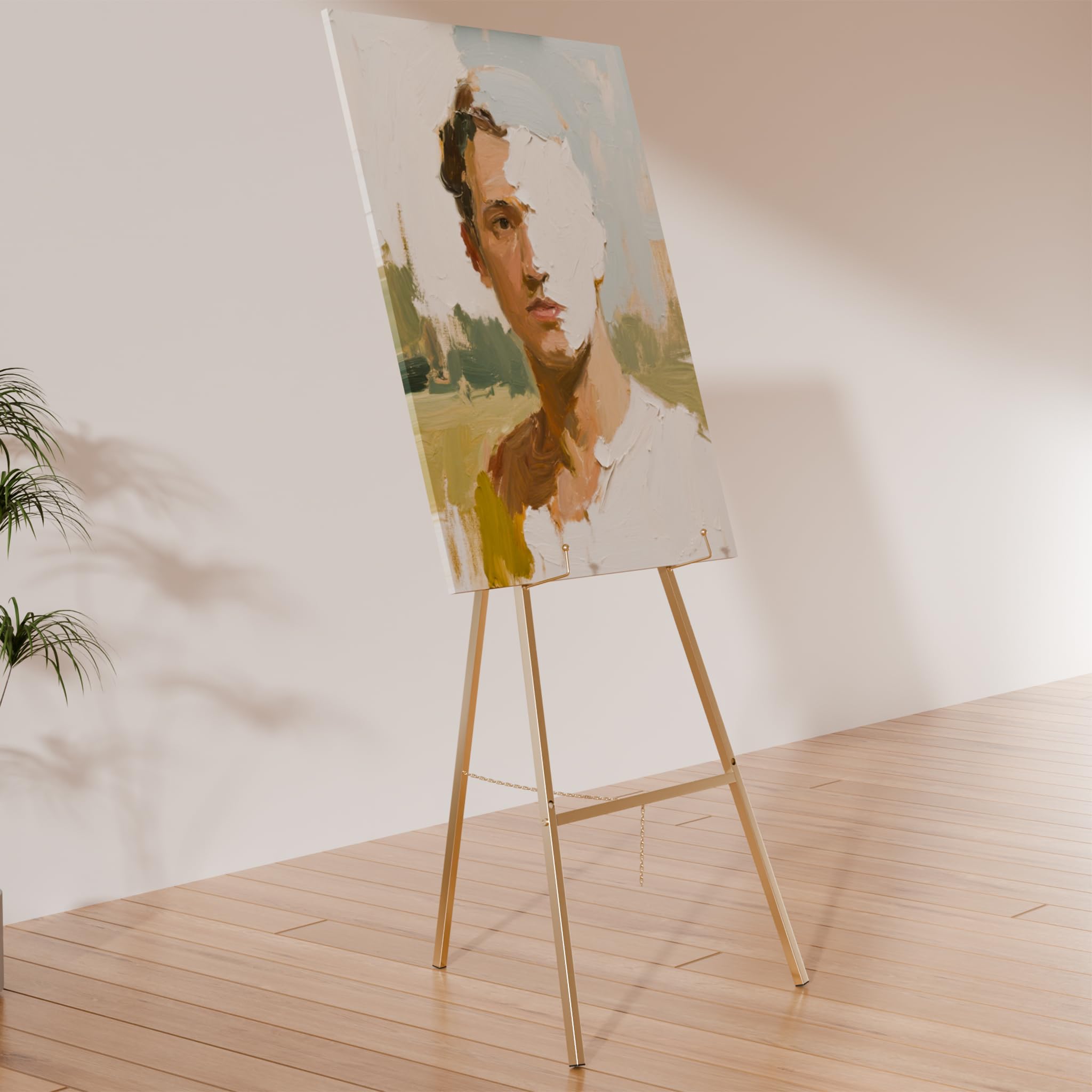 Goldene Staffelei Ständer für Schilder, robuste Staffelei, 4-stöckig, verstellbare Kunststaffelei zum Malen, Hochzeitsschild, 1 Stück