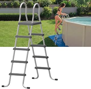 Threlaco 52 Inch Heavy Duty Above Ground Pool Ladder Gray 4 Step Swimming Pool Ladder with Handrails, Non-Slip Wide Steps Load Capacity 300 Lbs for Outdoor Swimming Pools