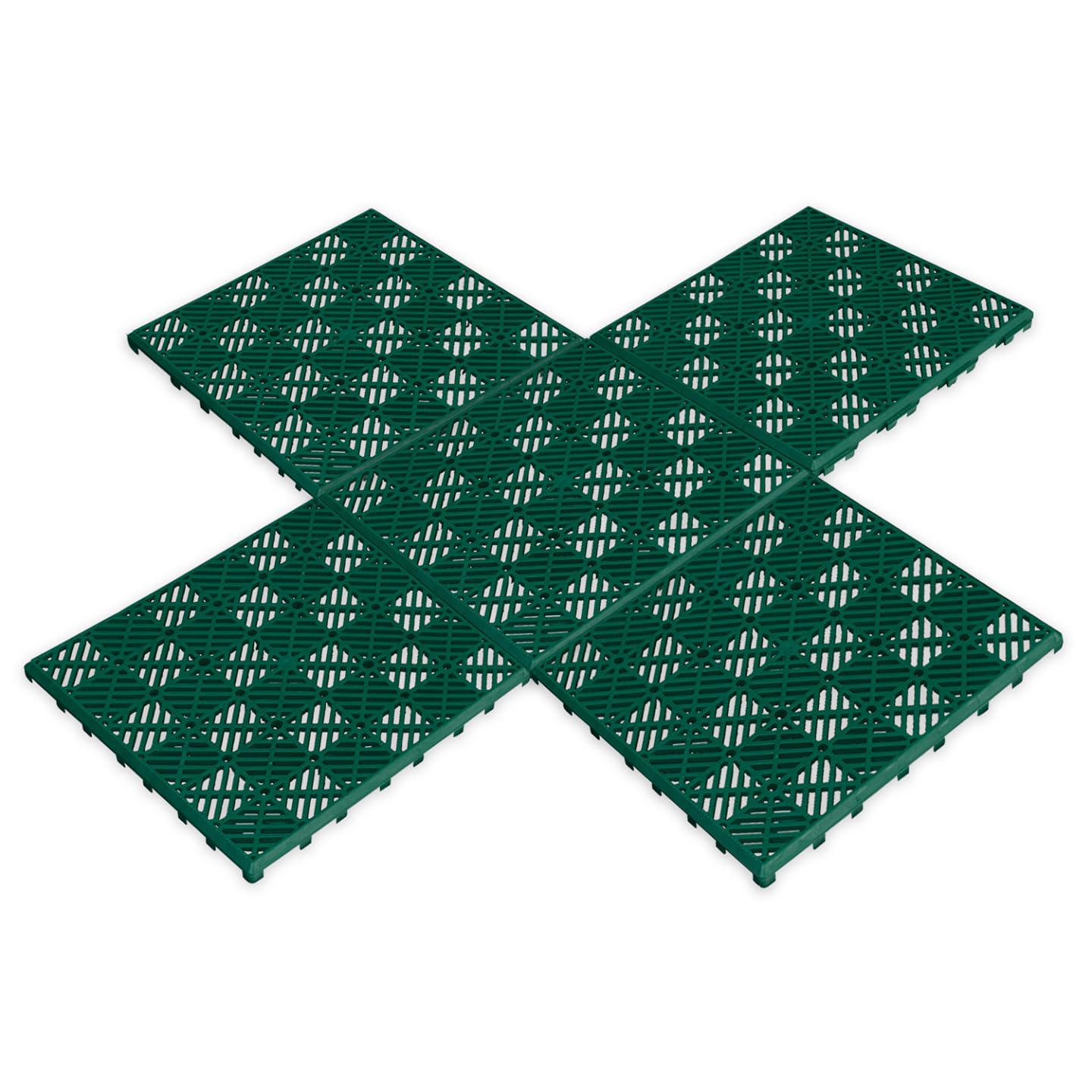 IDMarket - Set 10 pezzi piastrelle plastica pavimento giardino verdi 29,5x29,5 cm
