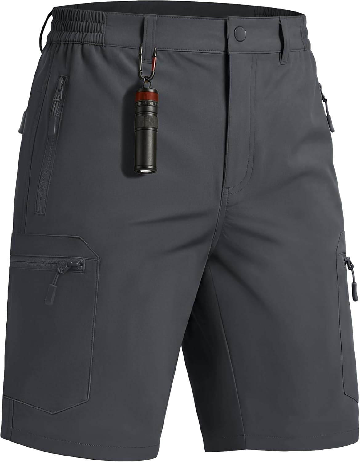 TACVASEN Men's Shorts Quick Dry Lightweight Hiking Cargo Golf Short Water Resistant Elastic Waist Shorts with 5 Zip Pockets