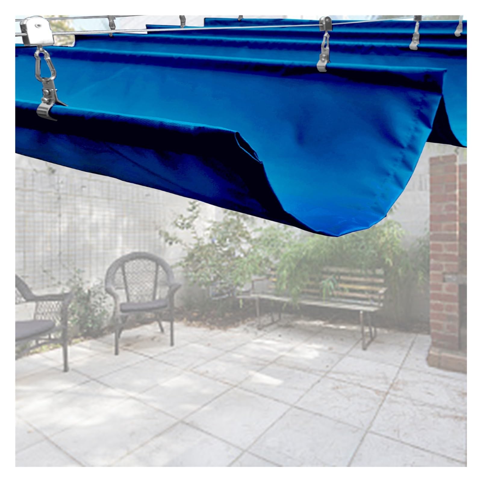 Protección solar para exteriores con tela para toldo de ondas impermeable retráctil