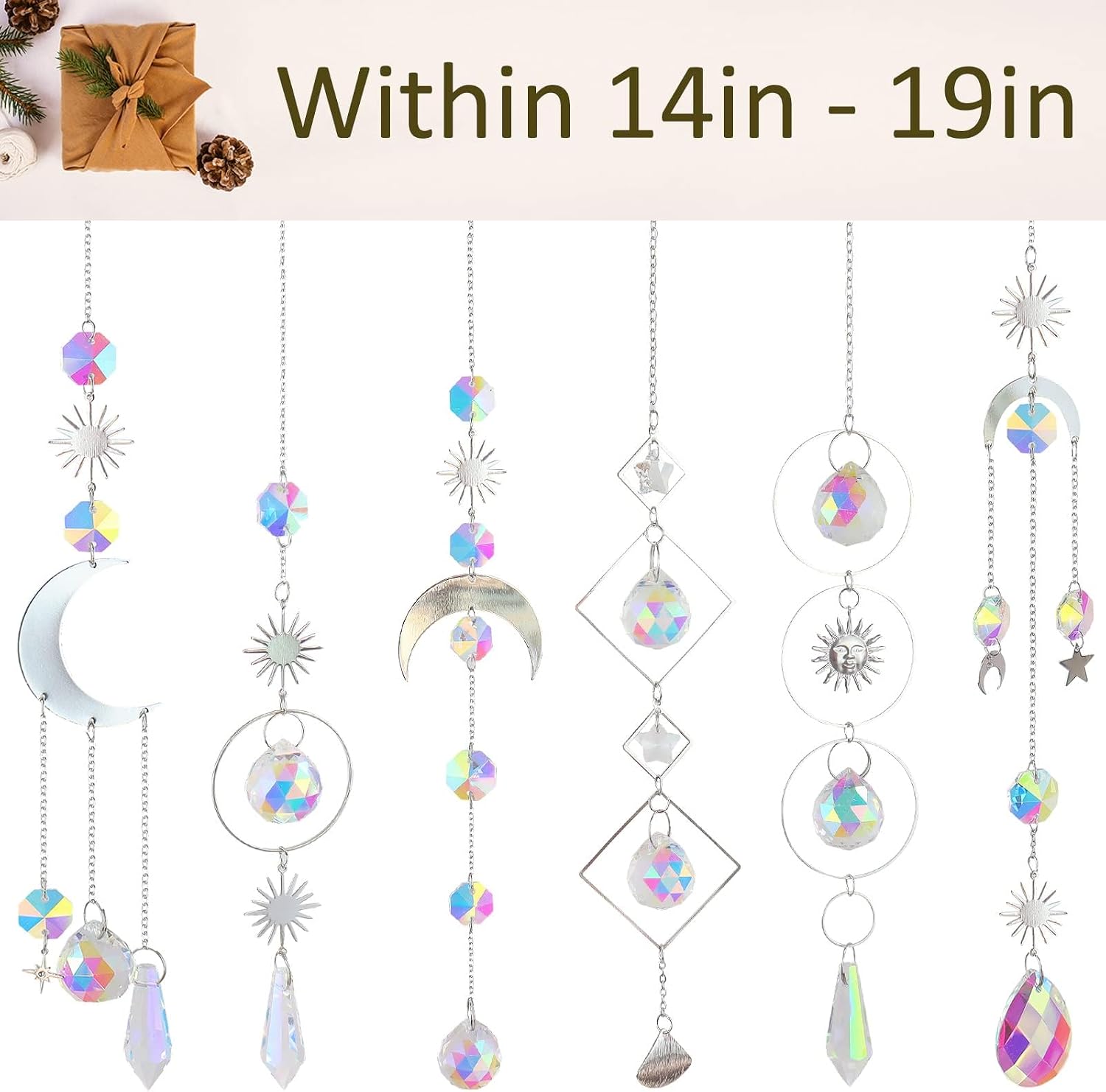 6-Pack Crystal Sun Catchers for Windows Hanging- Rainbow Maker Prisms with Hanging Chain, Decorative Crystal Prisms for Home, Garden, Party, Wedding - Ideal Gift for Mother & Daughter image 3