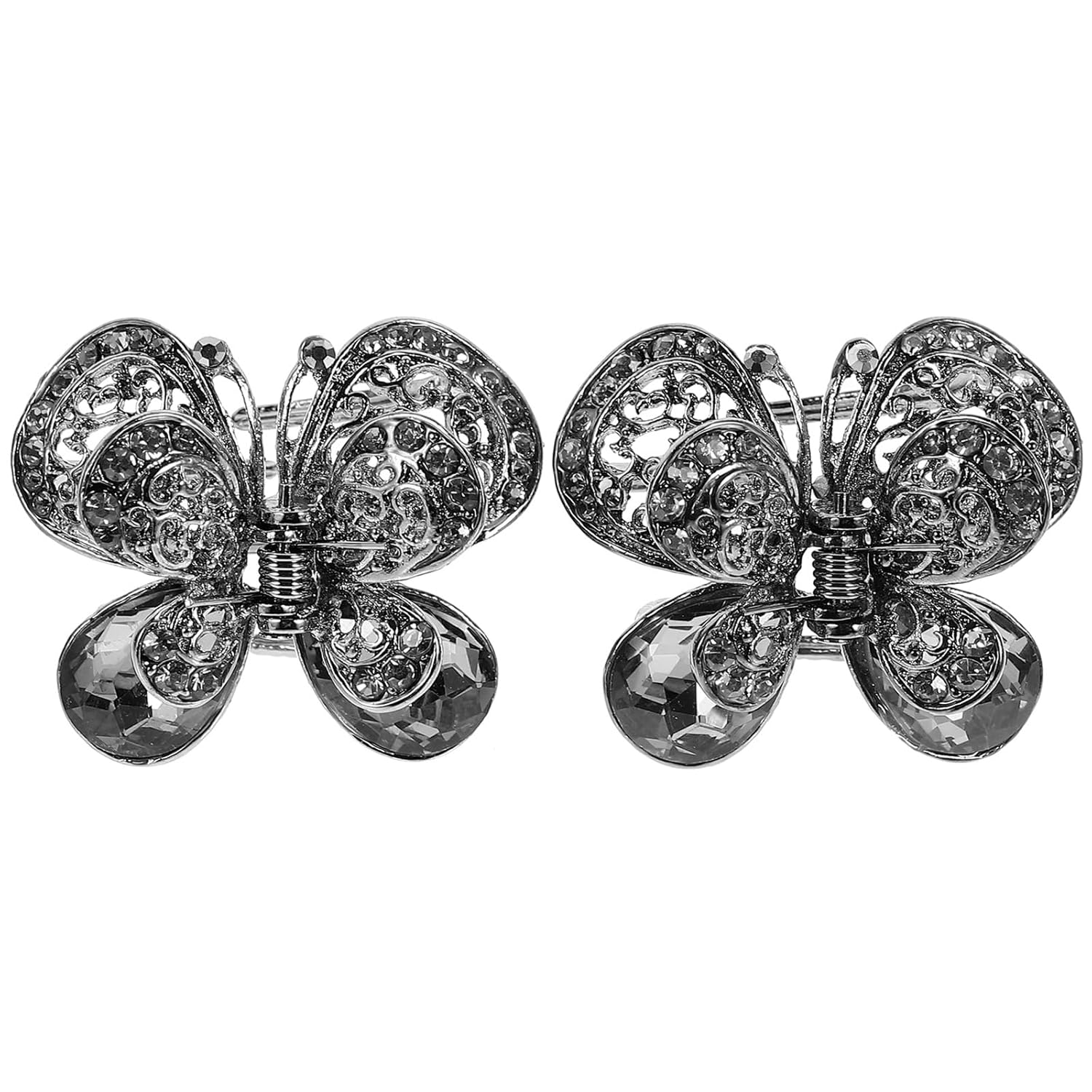 Mipcase 2pcs Butterfly Rhinestone Hair Clips Crystal Hair Claws for Thick Hair Elegant Hair Accessories for Women and Girls Sparkly Jaw Clips for Updos and Everyday Styles