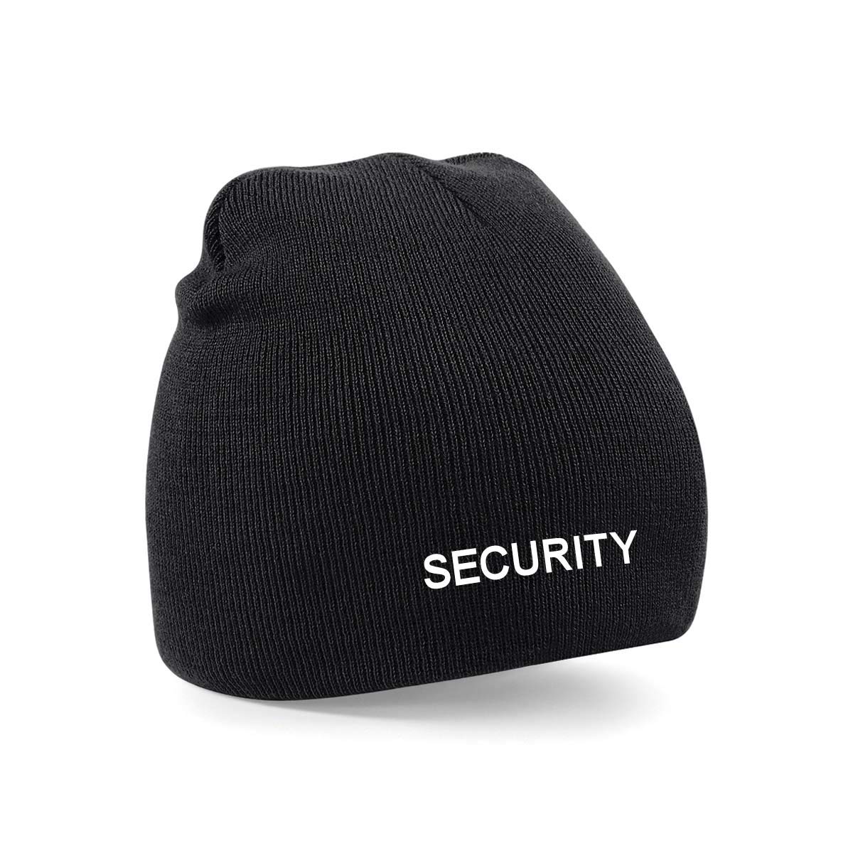 Workwear World Essential Security Embroidered Doorman Pull On Acrylic Woolly Beanie Hat (Black)