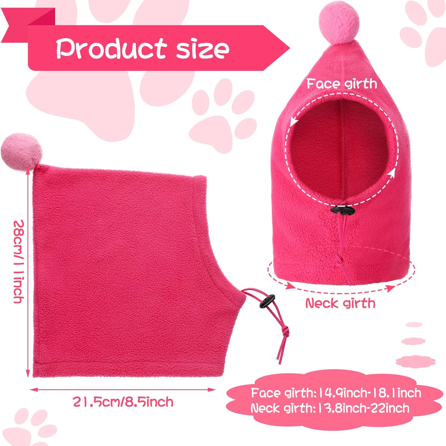 2 Pieces Online Celebrity Dog Winter Hat Adjustable Pet Hats Neck Warmer Fashion Dog Beanie Hats Snood Wolf Cute Plush Dog Pirate Hat for Small Medium Large Pet Holiday Christmas Party Costume : Pet Supplies