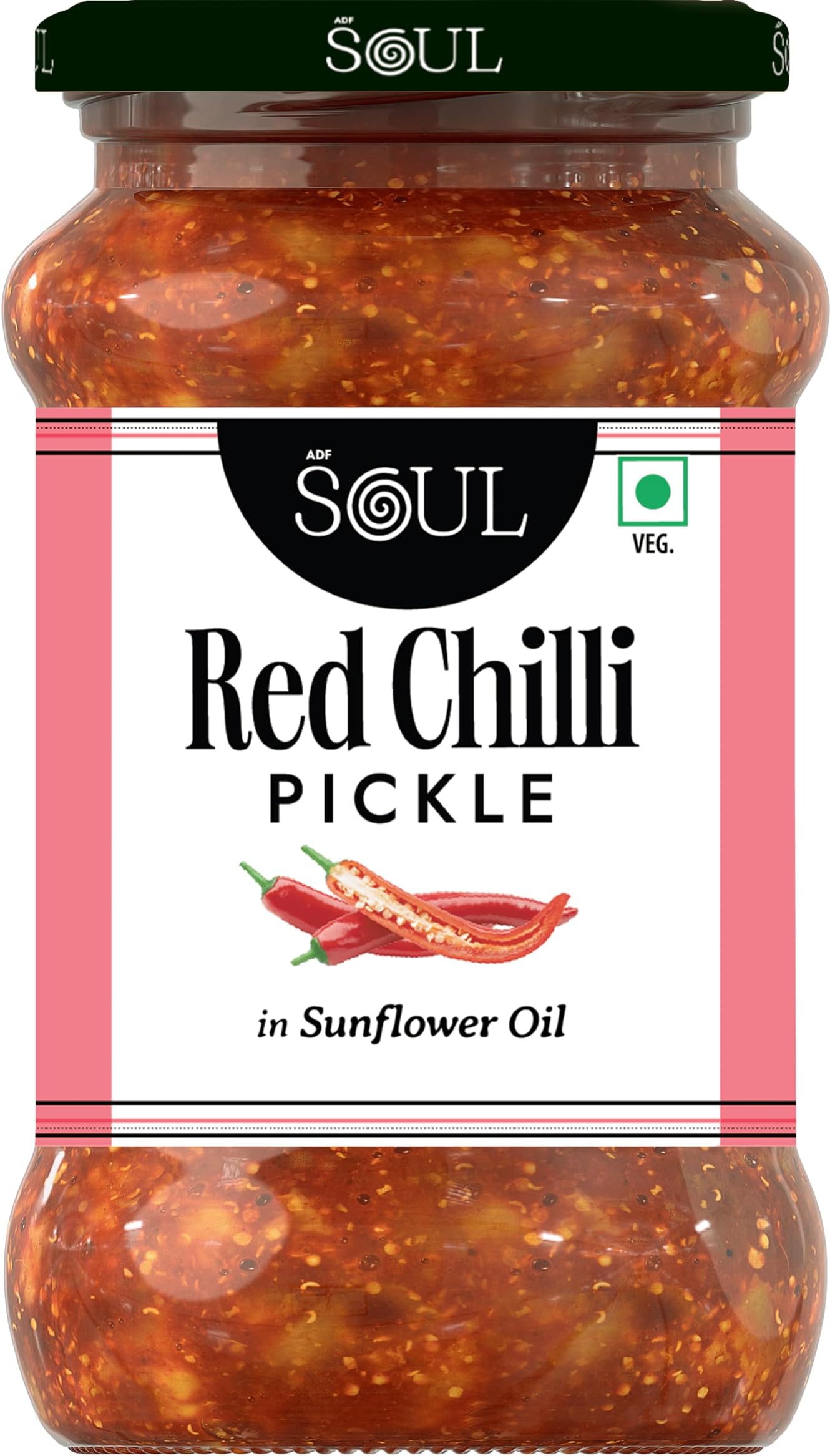 Soul Red Chilli Pickle 400g - Fiery Spice Infusion in Sunflower Oil