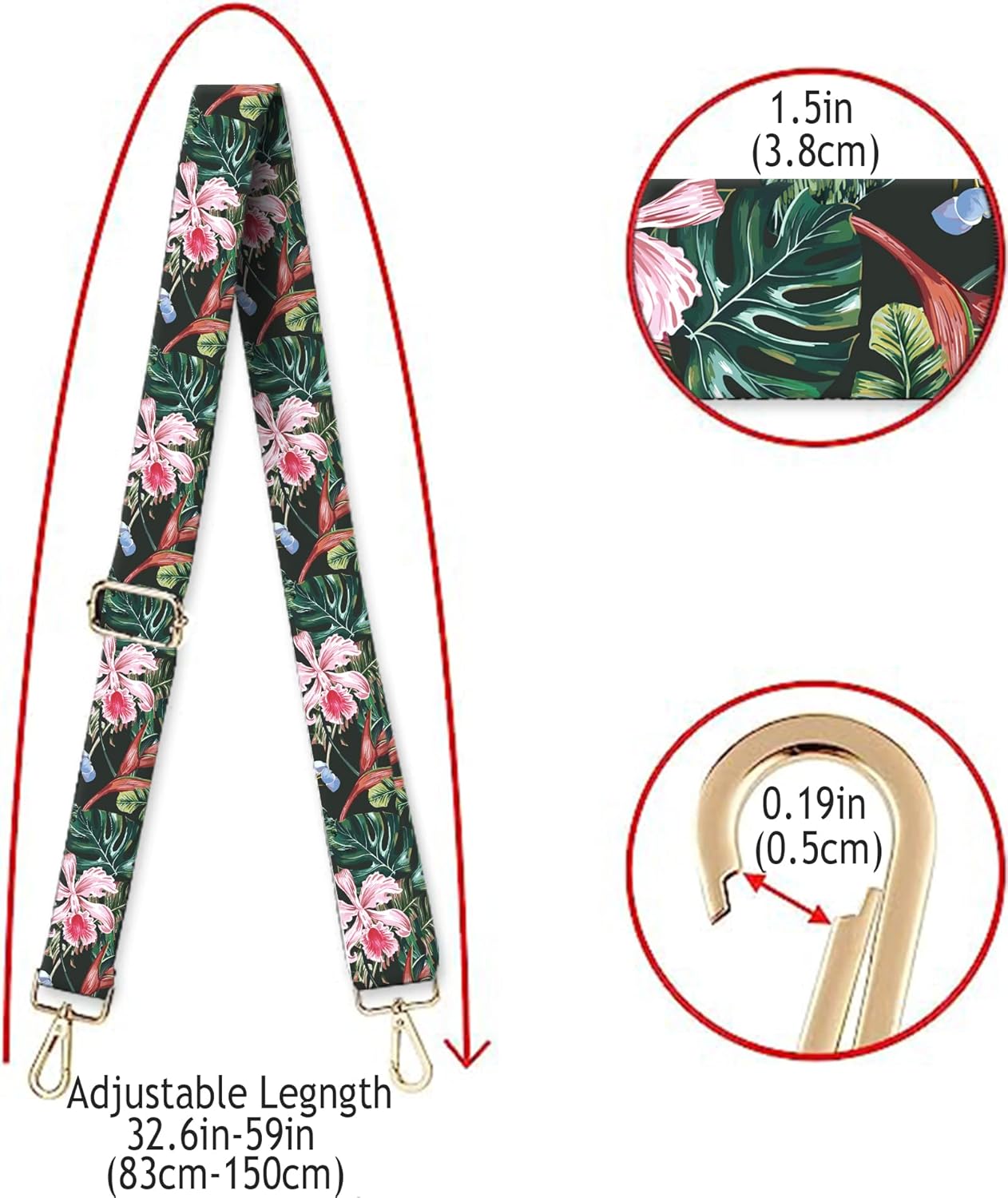 Wide Purse Strap Replacement Crossbody Handbag Shoulder Strap Adjustable Bag Straps Replacement - Image 2