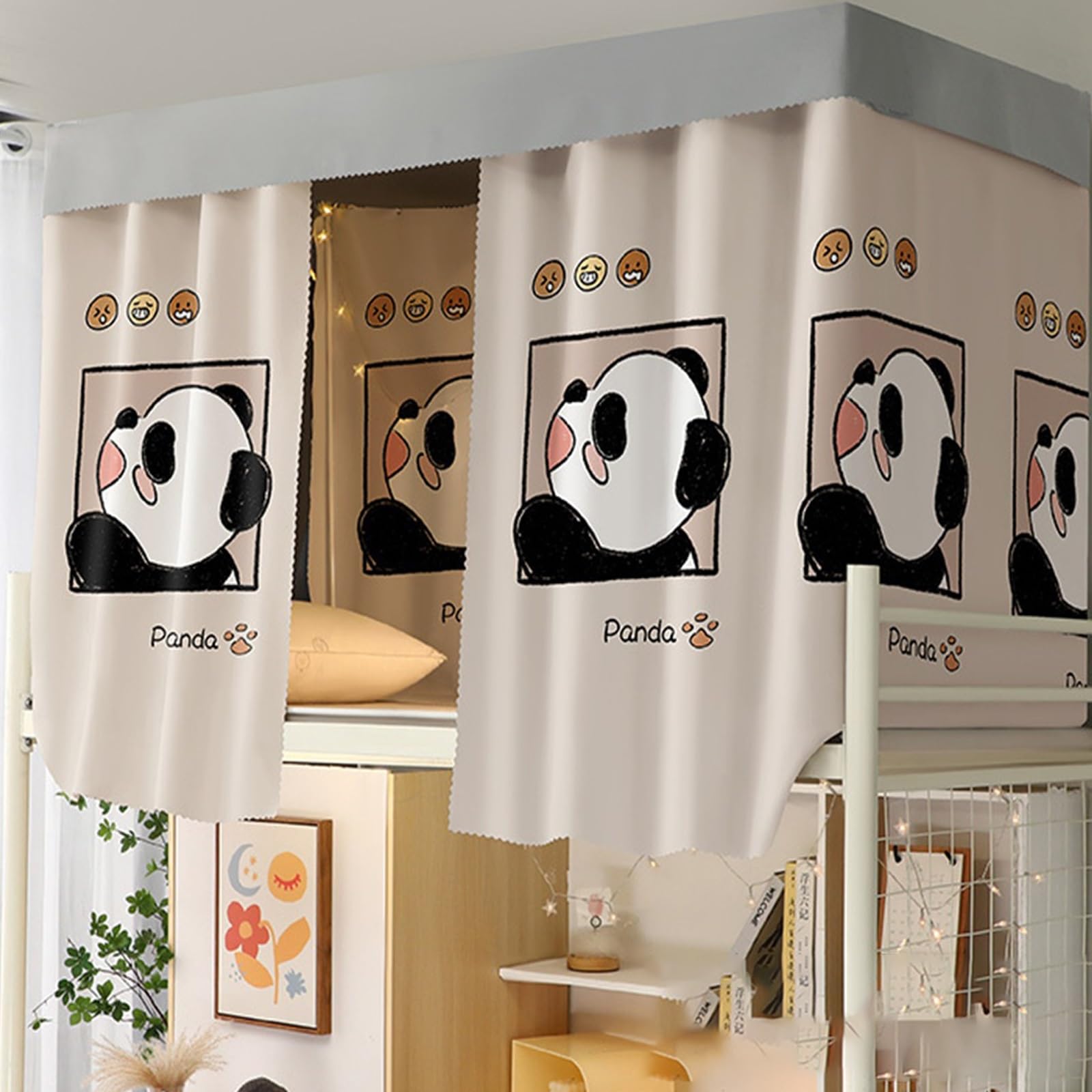 LVYUDS Bunk Bed Curtains for Teenagers Students Loft Bed Curtains Blackout Privacy Protection Bunk Bed Tent Breathable Dust-Proof(Curtain*1,1.5M_PANDA)