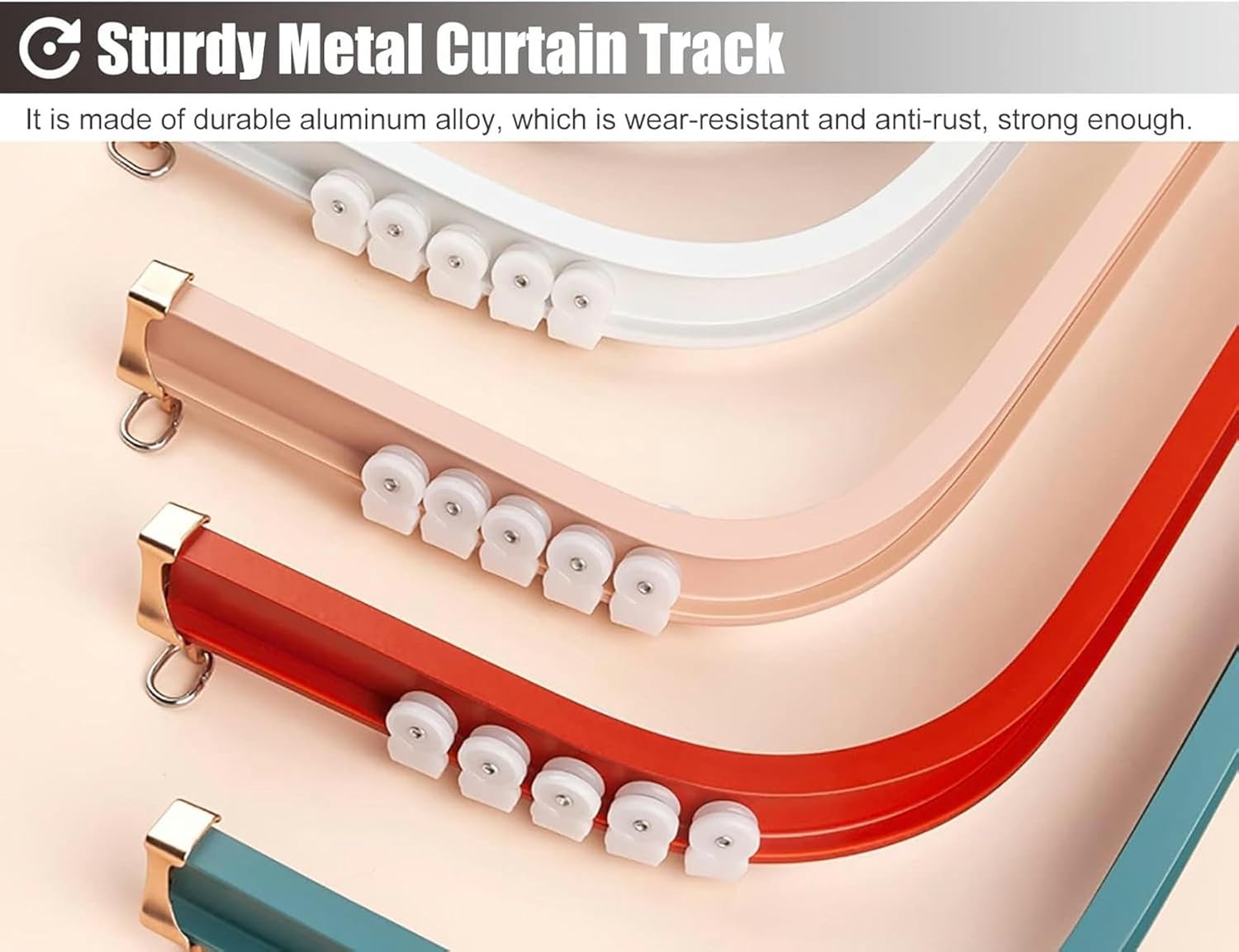 Curved Curtain Track, Living Room/Balcony/Bay Window Curtain Rail Set, Customizable Curtain Rod 3ft to 26ft Long, Easy to Install Cut,Ceiling Mount-350cm/11.5ft