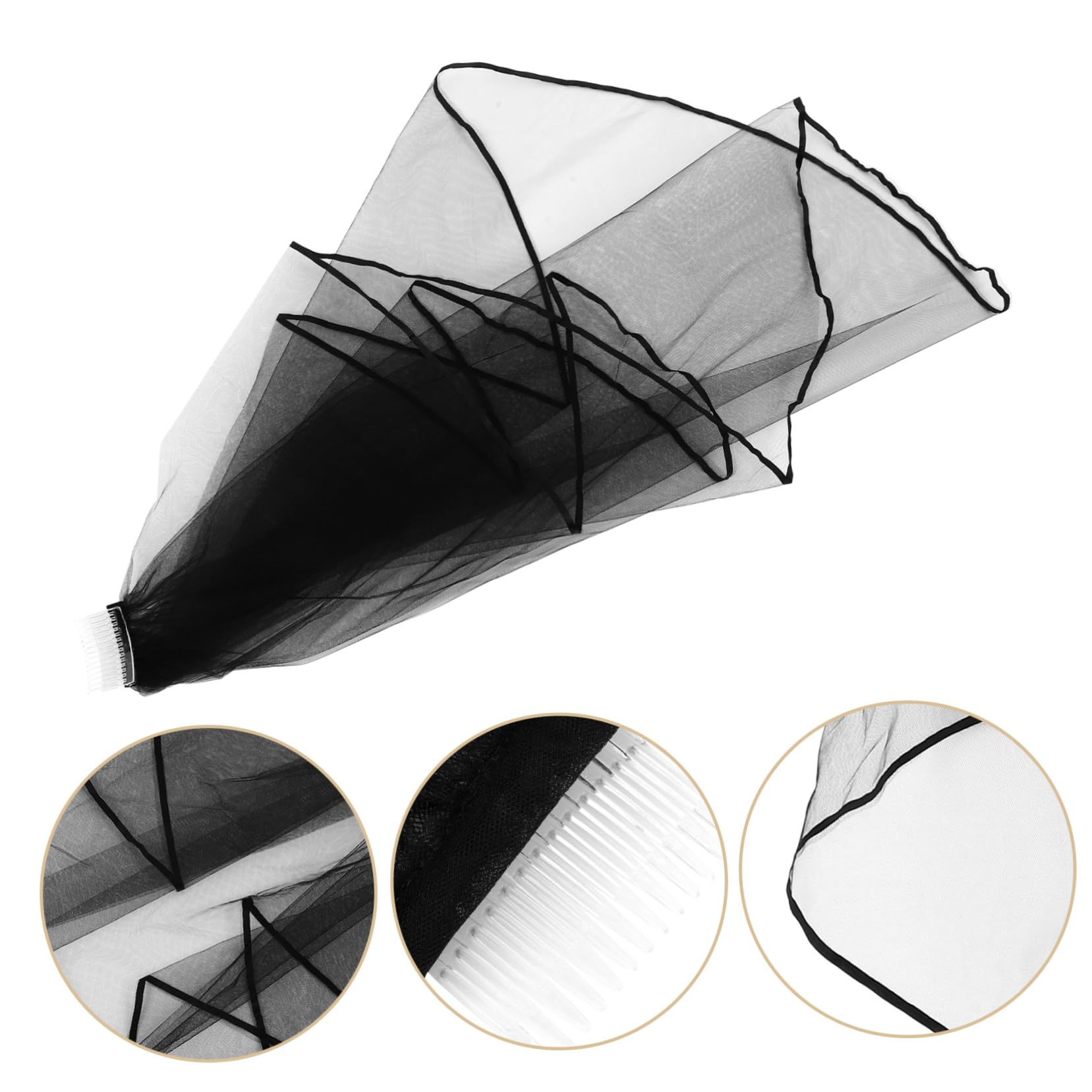 FOMIYES Schwarzer Brautschleier als Hochzeitsaccessoire aus Polyester mit Kamm Elegant und Stilvoll für Hochzeiten und Brautpartys für Frauen