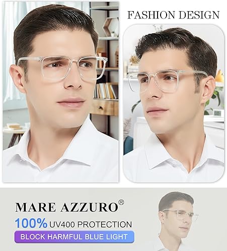 Miniatura 2 de MARE AZZURO Anteojos de lectura grandes con bloqueo de luz azul para hombres y lectores de computadora 0 1.0 1.25 1.5 1.75 2.0 2.25 2.5 2.75 3.0 3.5
