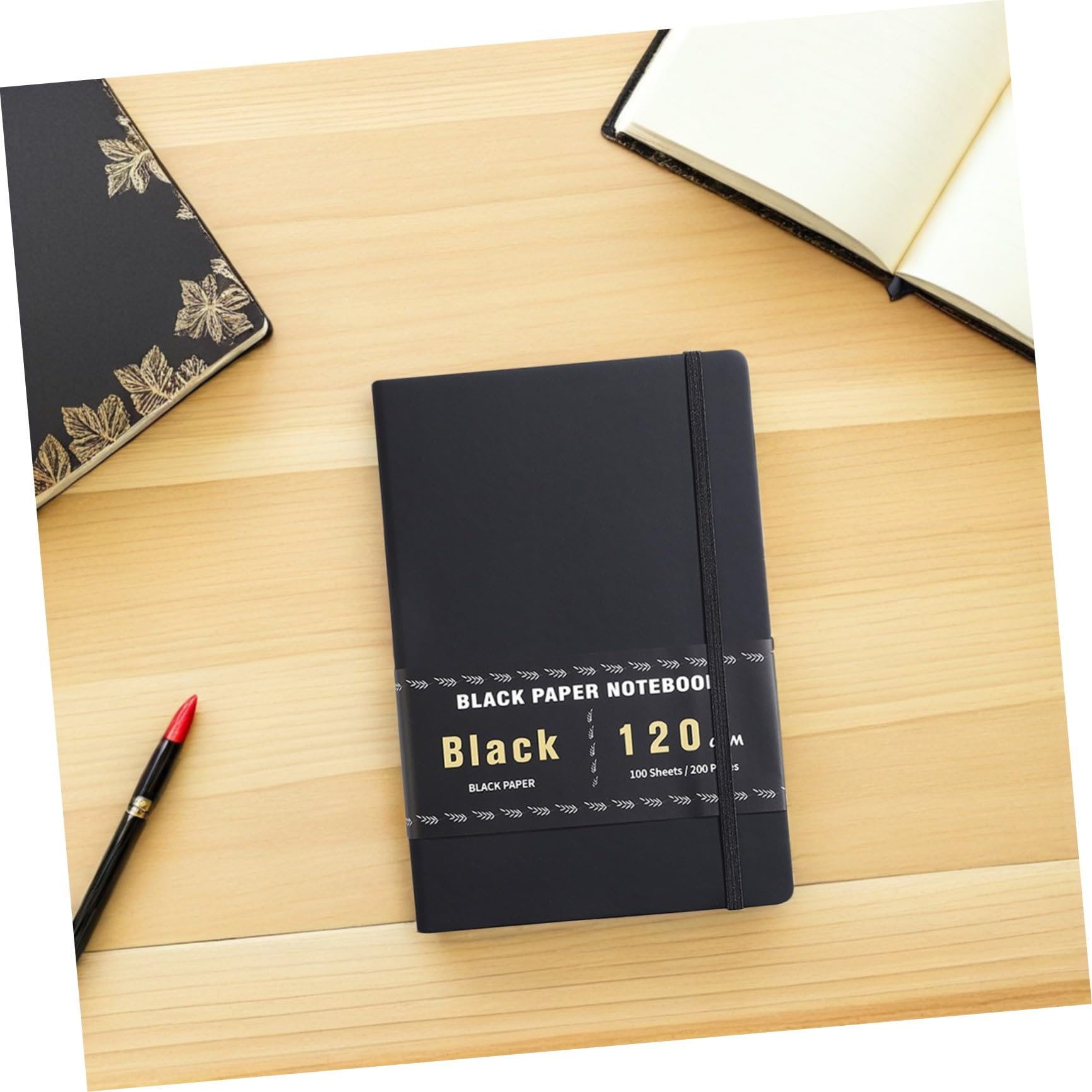 Quaderno Nero Carta Spessa 200 Pagine A5 per Schizzi e Appunti, Carta Pu Versatile e Facile da Trasportare, Design Vintage per Journaling e Disegno