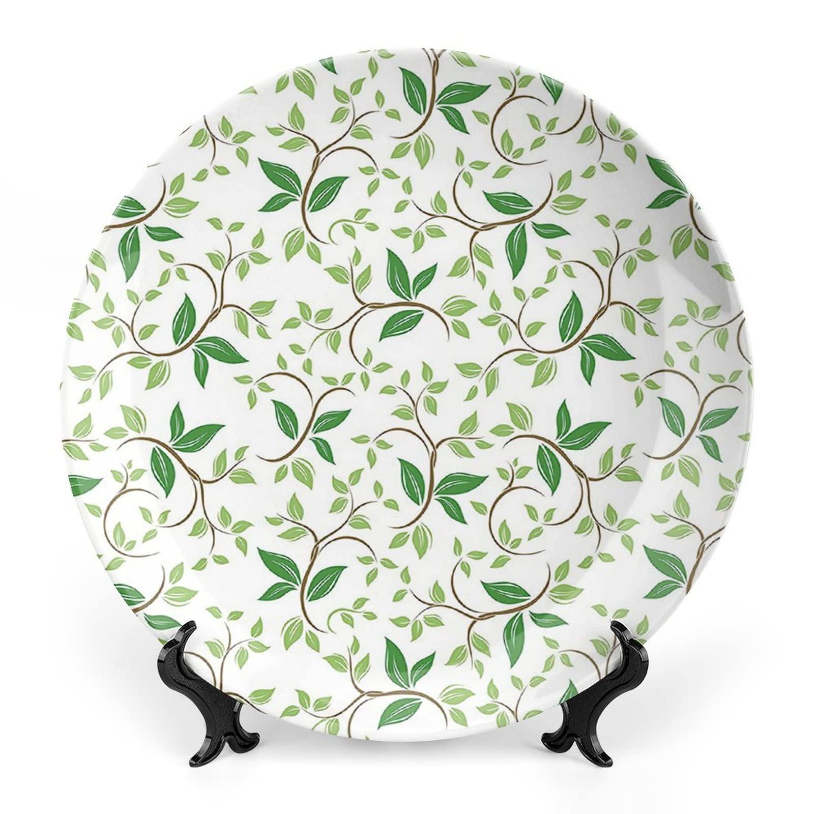 Sage Green Eucalyptus Decorative Bone China Plate – 10 Inch Wall Art With Stand, Personalized Ceramic Display Plate