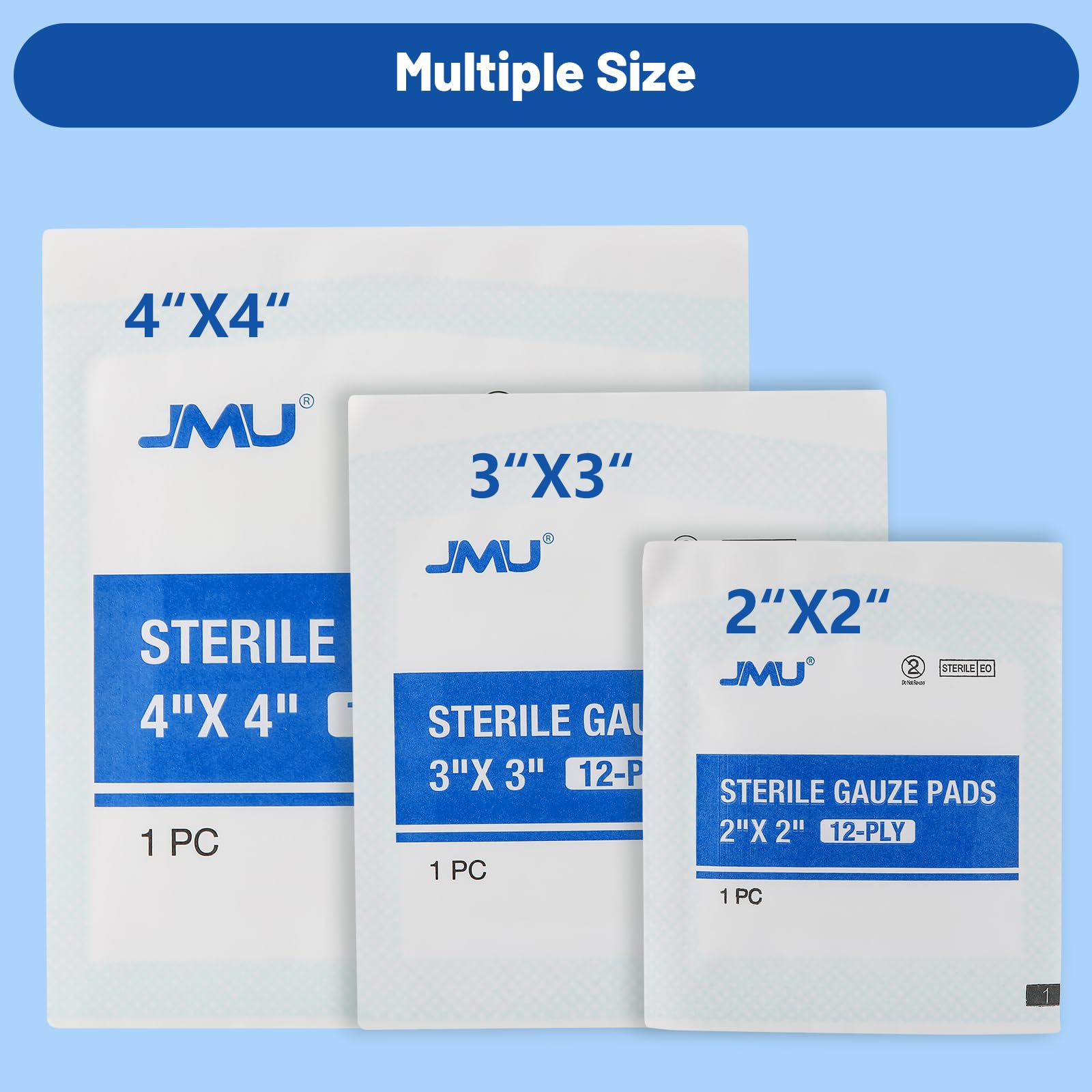 JMU 100 Pack Sterile Gauze Pads 4x4, 12-Ply, Woven Sponges Cotton Medical — Amazon image 5