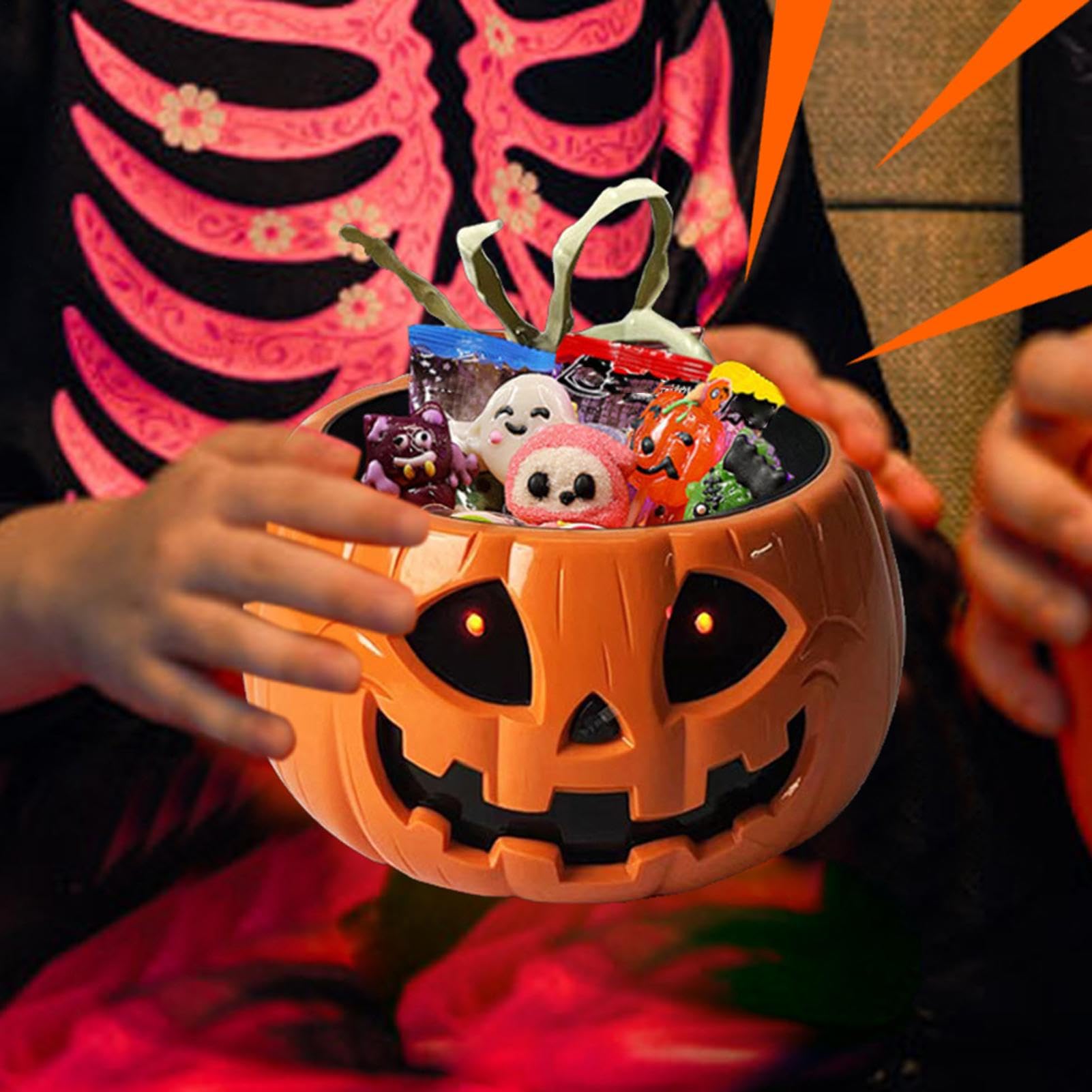 Contenitore Caramelle Halloween Elettrica A Forma Di Con Mano Scheletrica | Ciotole Da Portata Per Feste Per Portico Giardino Casa Aula Festa Compleanno Casa Stregata E Riunioni