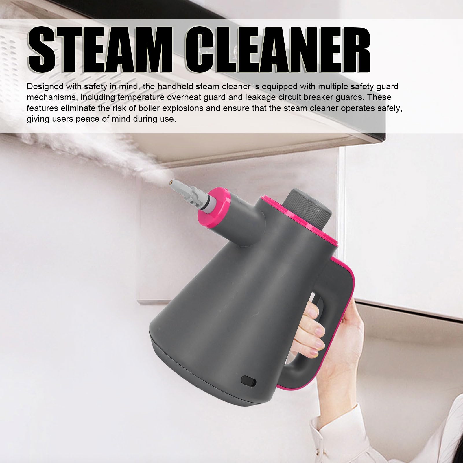 Handheld Steam Cleaner, 1000W Multipurpose Steam Cleaner for Home, Car, Bathroom, Grease, with Accessories and Safety Valve (US Plug 110v)