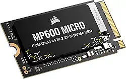 Corsair SSD MP600 Micro 2TB M.2 NVMe PCIe x4 Gen4 Gen4 – M.2 2242 – Leitura sequencial de até 7.000 MB/s – Alta Densidade 3D TLC NAND – Compatível com Laptops Lenovo Legion Go e Thin PCIe 4.0 – Preto
