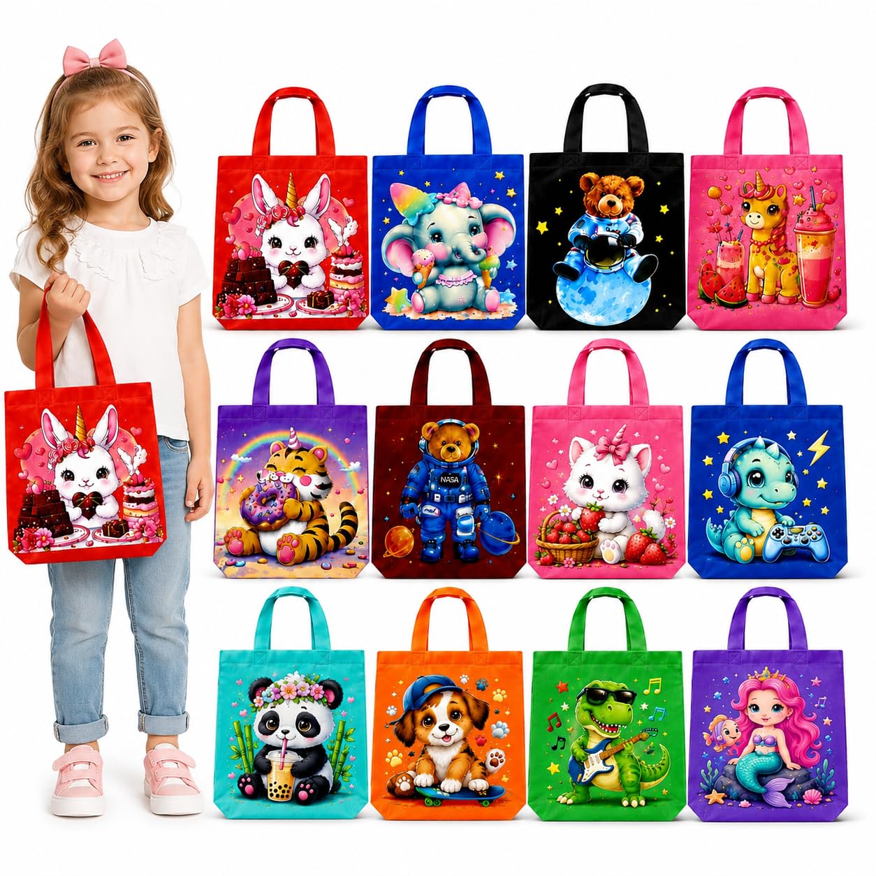 Toy Imagine DIY Return Gift Bags for Kids(Pack of 12,Assorted Designs)Reusable Canvas Party Favor Bags, Colouring Activity Gift Bags,Candy & Goody Bags for Birthday Parties,Kanya Pujan & School Events-image-48