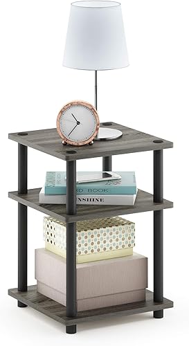 Miniatura 18 de Furinno Turn-N-Tube Mesa auxiliar multiusos de fácil montaje, mesa auxiliar, mesa de sofá, mesita de noche, tubos redondos, color espresso