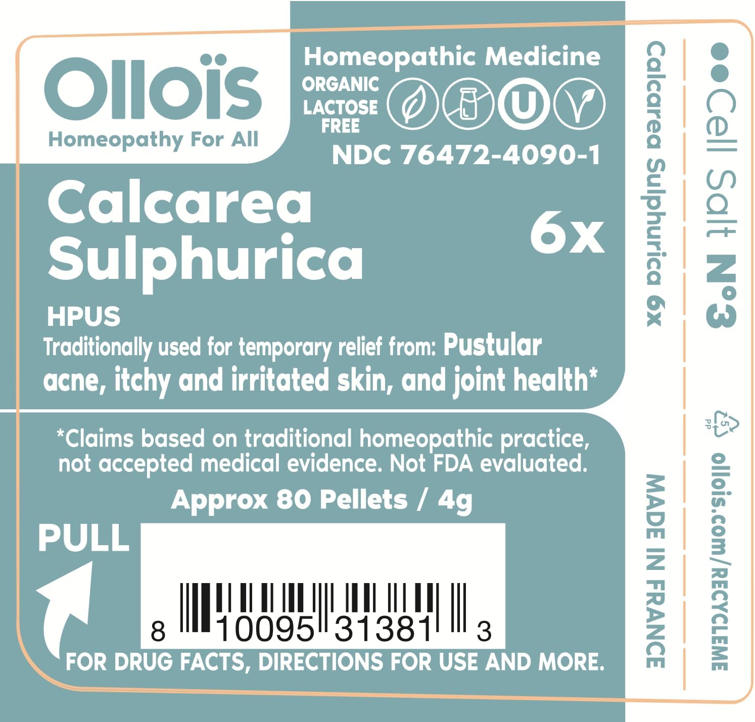 Calcarea Sulphurica 6X - OLLOIS - Organic & Vegan Cell Salt # 3 (Pack of 3)