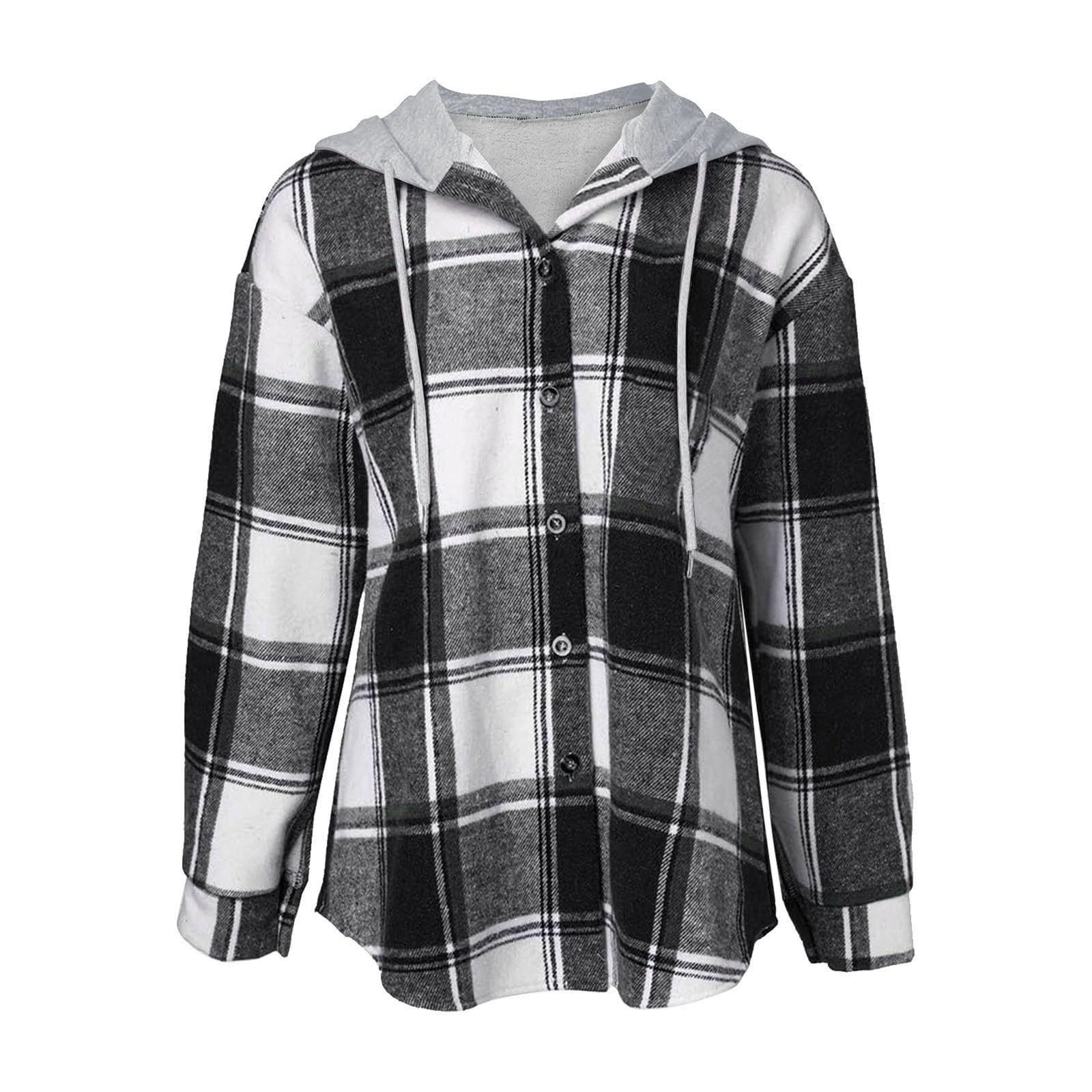 Abrigo informal elegante con estampado a cuadros, frente abierto, manga larga, ligero, holgado, cómodo y versátil para uso diario.