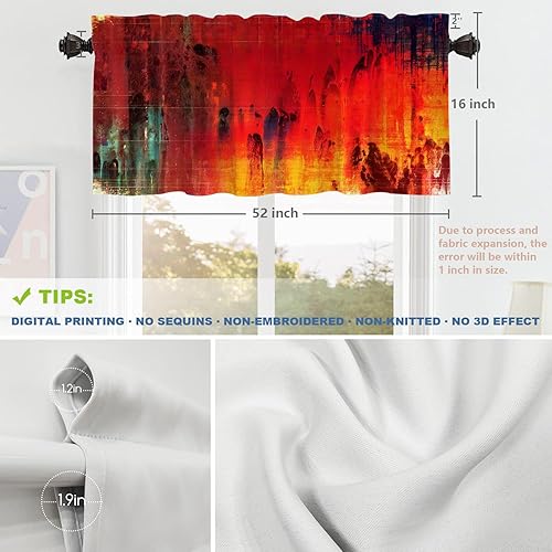 Miniatura 5 de Shrahala Cenefas de cocina estilo grunge, color rojo, naranja, con textura antigua, color amarillo, beige, azul, rojo, naranja, verde, cenefa de