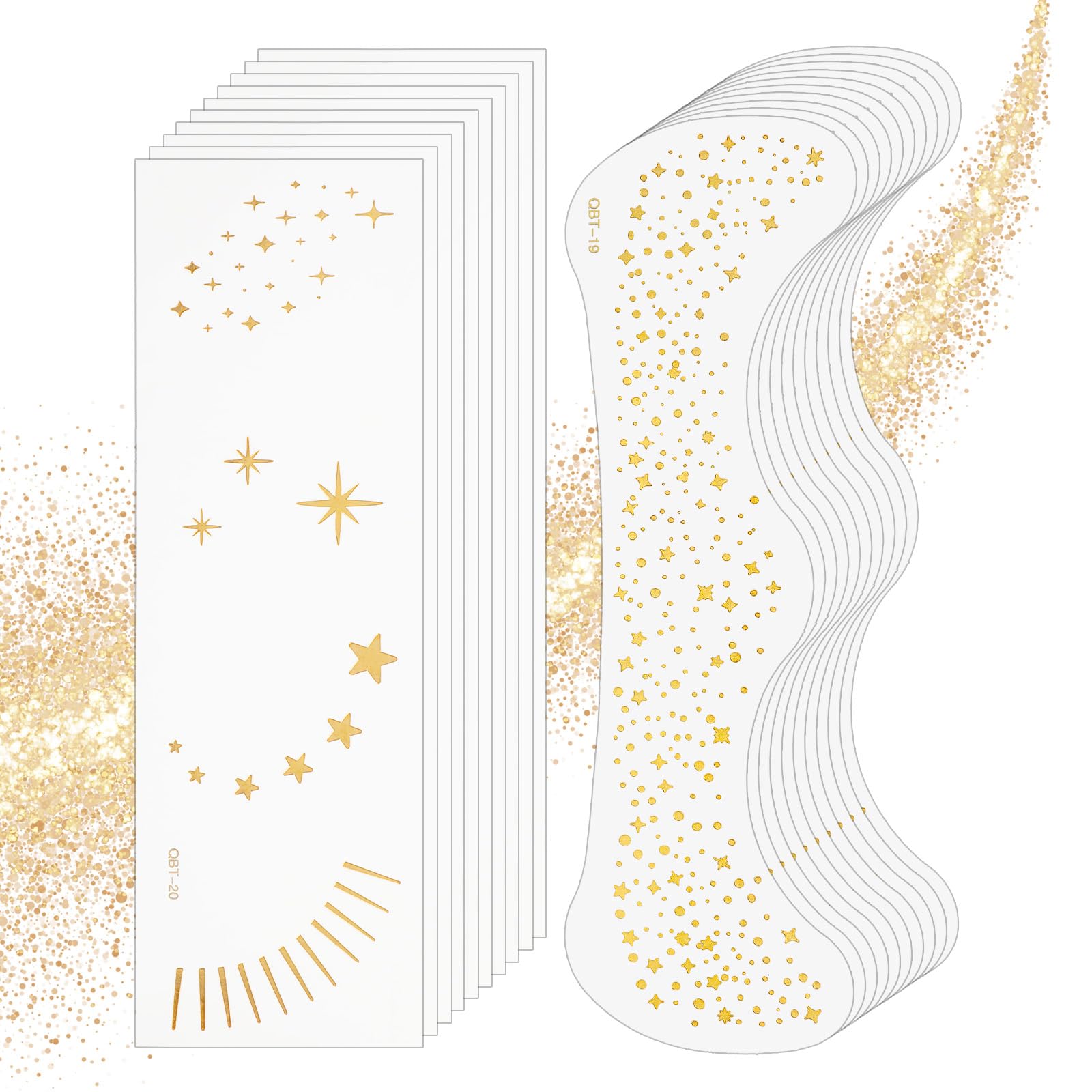 Ymapinc 20Pcs gold sparkle freckles face tattoos for women?5 styles and 10 pieces each glitter freckles face tattoo for Teenagers & Young Women