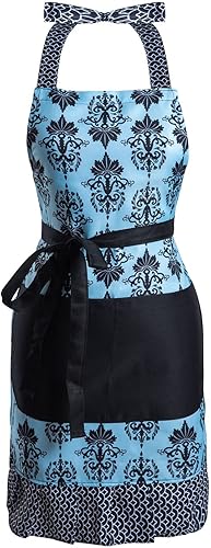 Lindos Delantales de Patrón Floral Retro con Bolsillos Grandes para Mujeres Niñas Cocina Panadería Regalo para Madre