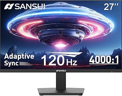 SANSUI 27 Inch Computer Monitor 120Hz, FHD 1080P Monitor, HDMI DP Ports FreeSync, HDR 110% sRGB, Tilt Adjustable Frameless VESA Compatible for Office and Home (ES-27F2, HDMI Cable Included)