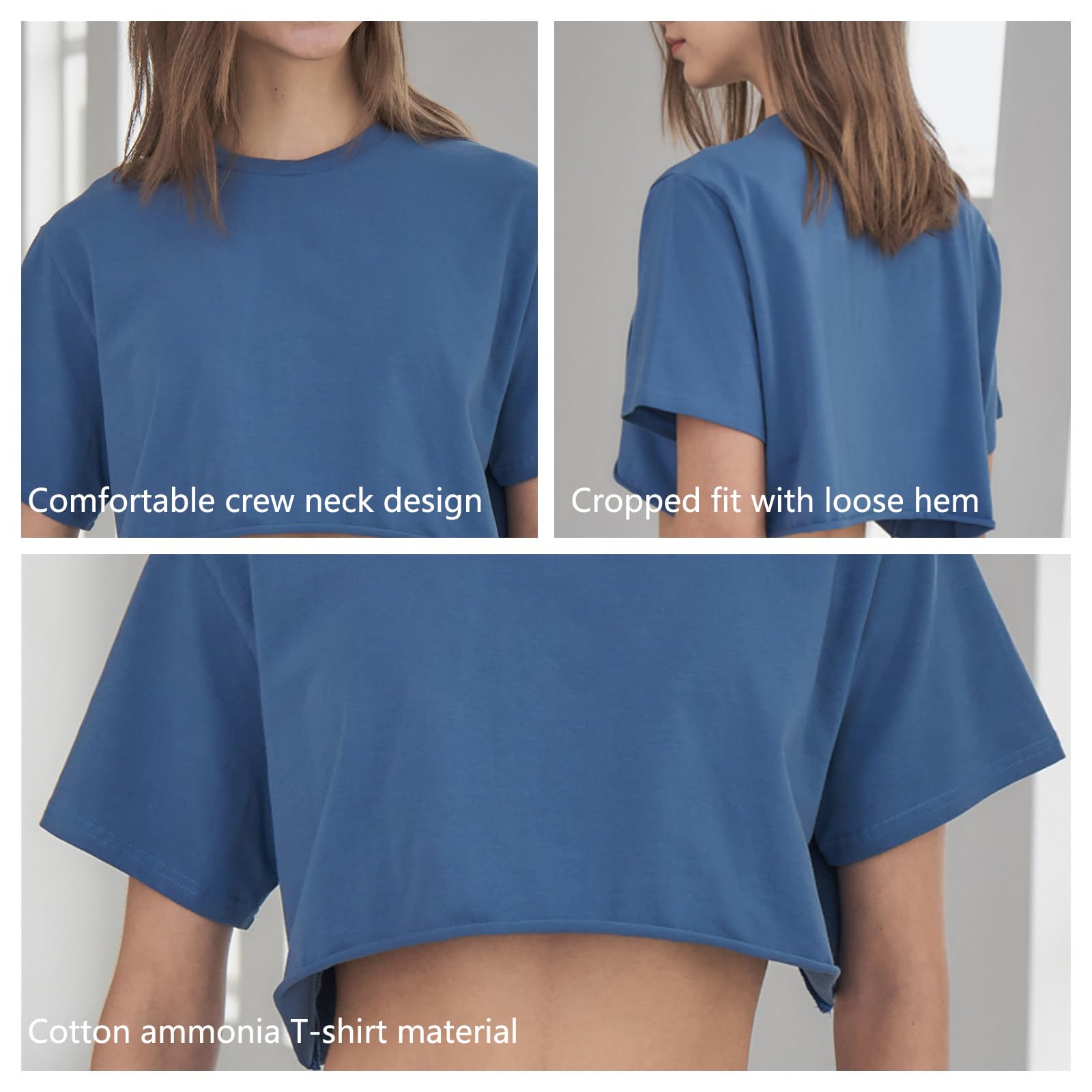 Damskie Sportowe Topy Slim Fit PrzycięTe Topy Do Jogi T Shirt Cover Ups,Blue,S