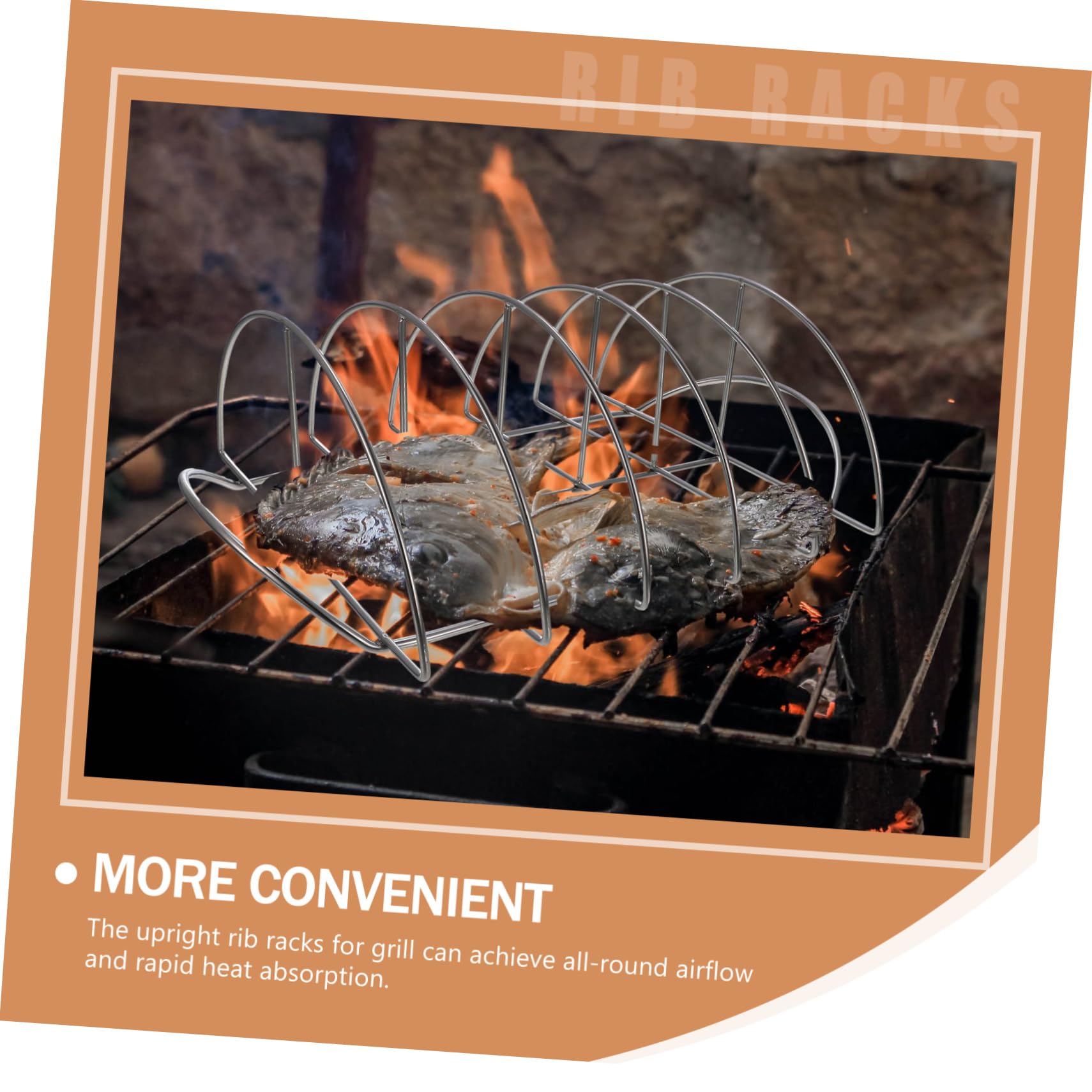 UPKOCH Supporto per Costine in Acciaio Inossidabile, Rastrelliera per Barbecue Multiuso per Carne e Pollo, Adatto per Casa e Picnic