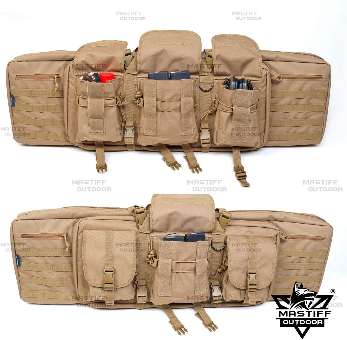 Tactical Double Long Rifle Pistol Gun Bag Firearm Hungting Pack Transportation Case Paintball Airsoft Length 36" Grey