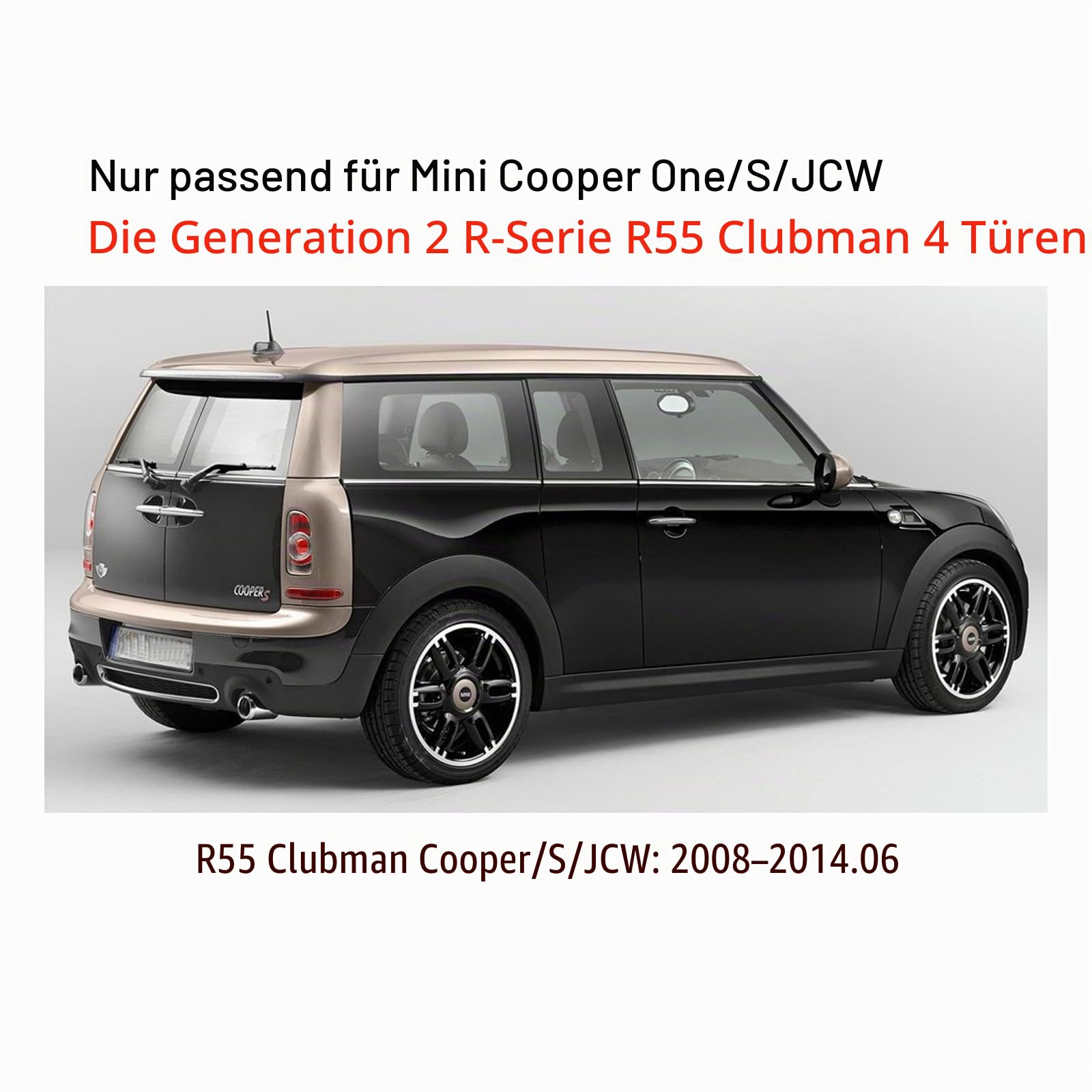 MINI R55 Clubman Schwarz glänzend Außentürgriffe-Kappen Blenden, Auto Türgriff Verkleidung für Mini Cooper One/S/JCW R55 Clubman(Schwarz glänzend, 4 Türen)
