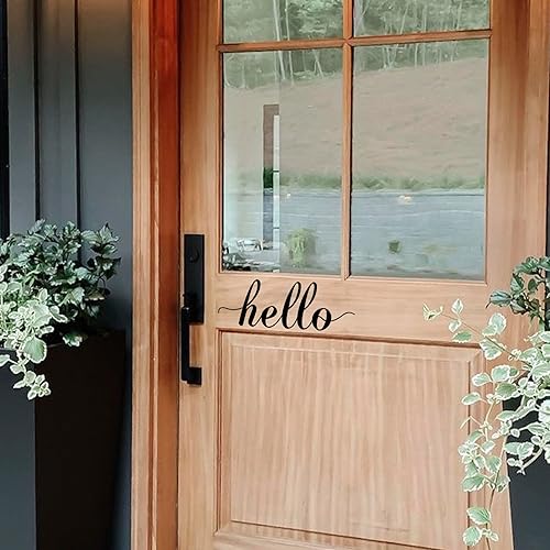 Miniatura 4 de Adhesivo de vinilo para puerta delantera, Hello para puerta delantera, calcomanía de pared de casa de campo, decoración de pared de entrada,