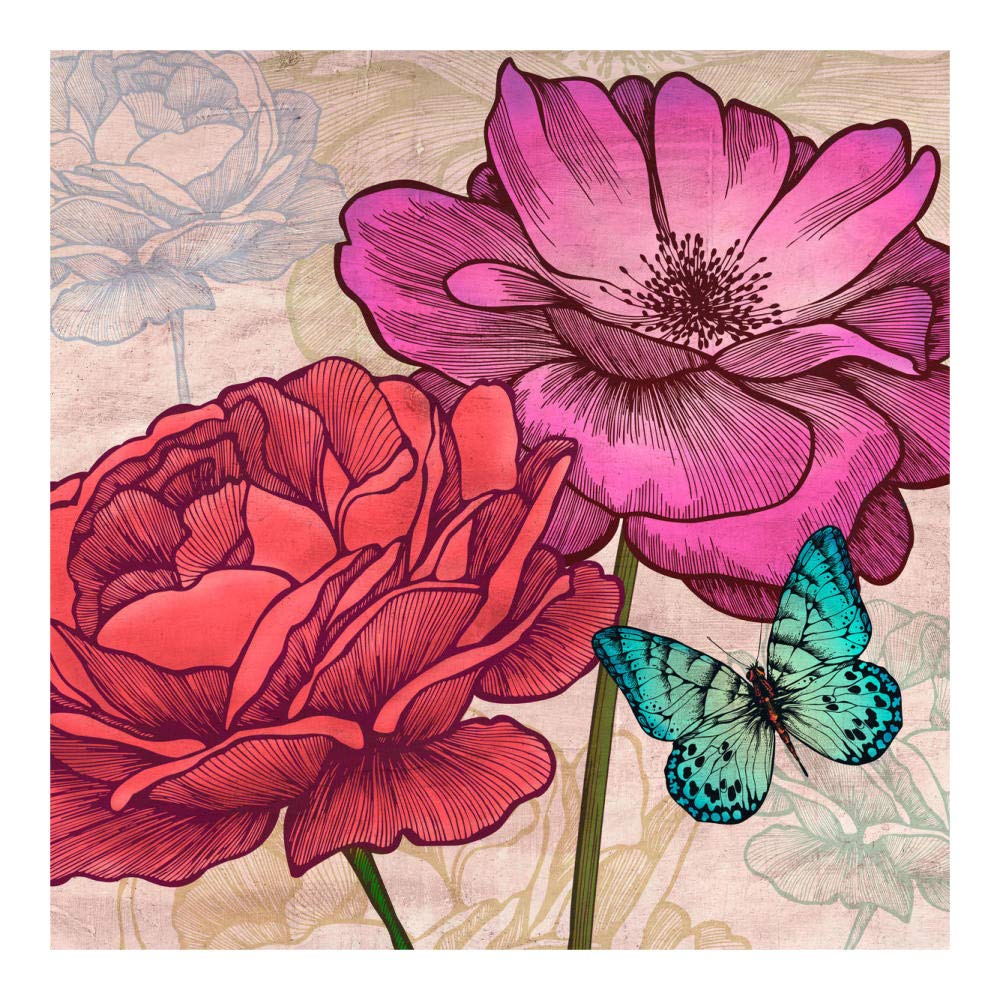 Oeuvres Italia Roses et Papillons (détail)-Papier Art-20"x20"
