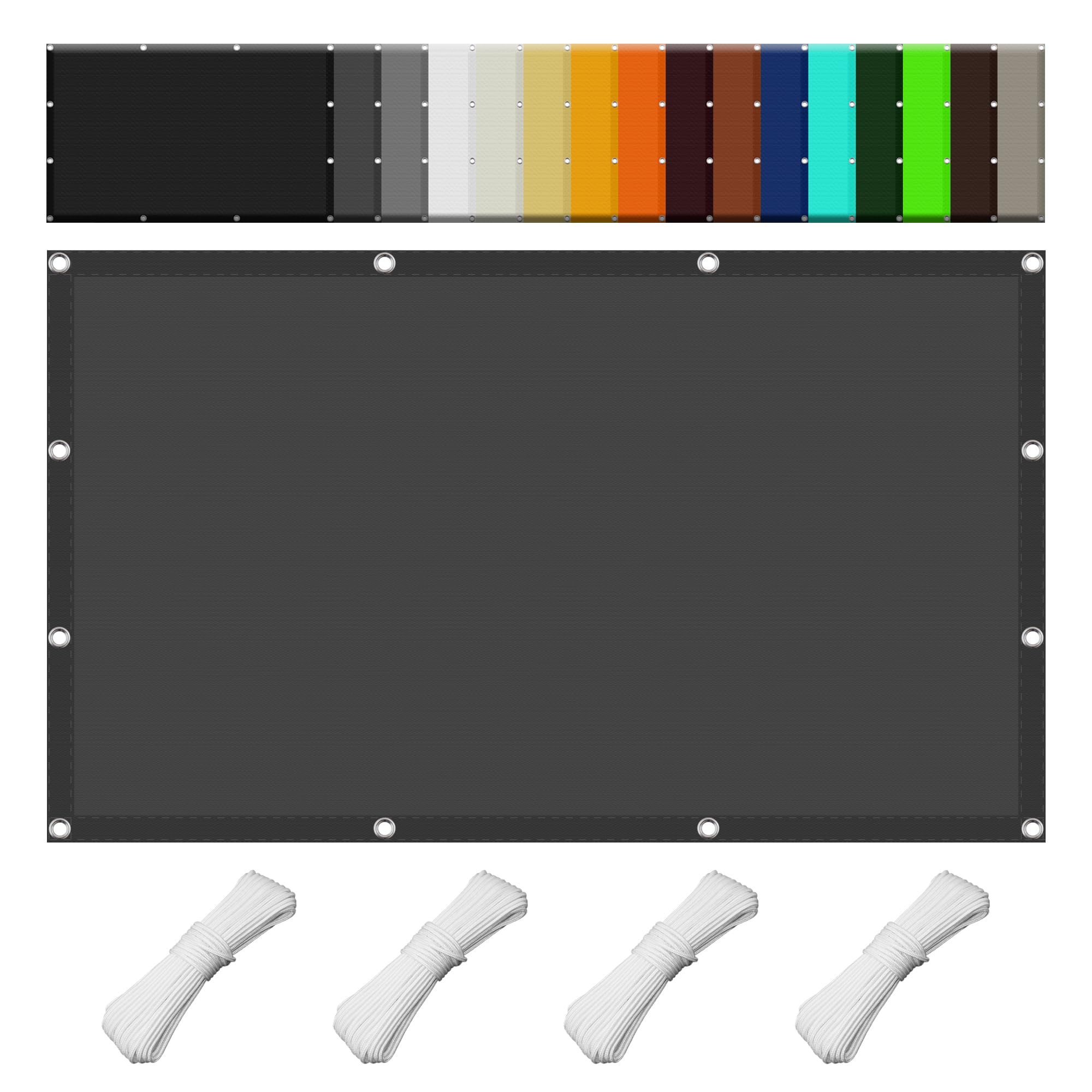 Voile d ombrage gris foncé 3x3.2m avec oeillets pour pergola